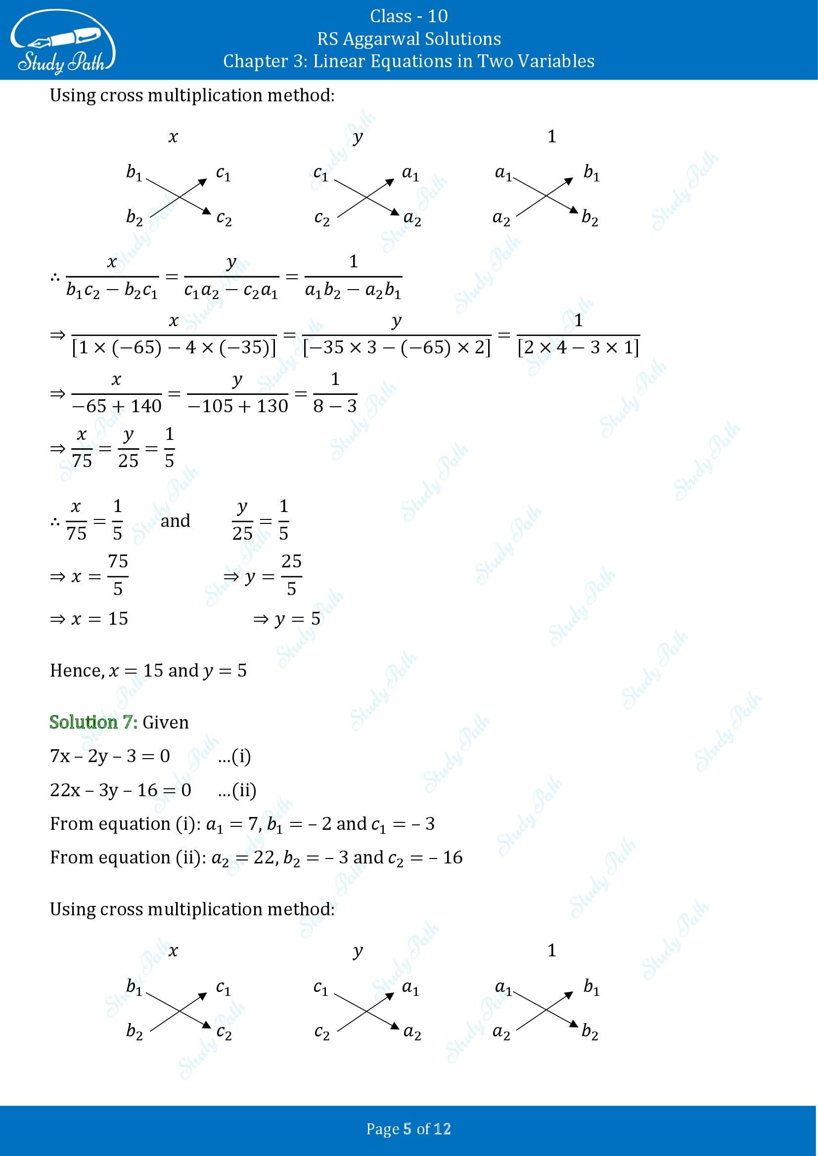 RS Aggarwal Solutions for Class 10 Chapter 3 Linear Equations in Two Variables Exercise 3C 00005