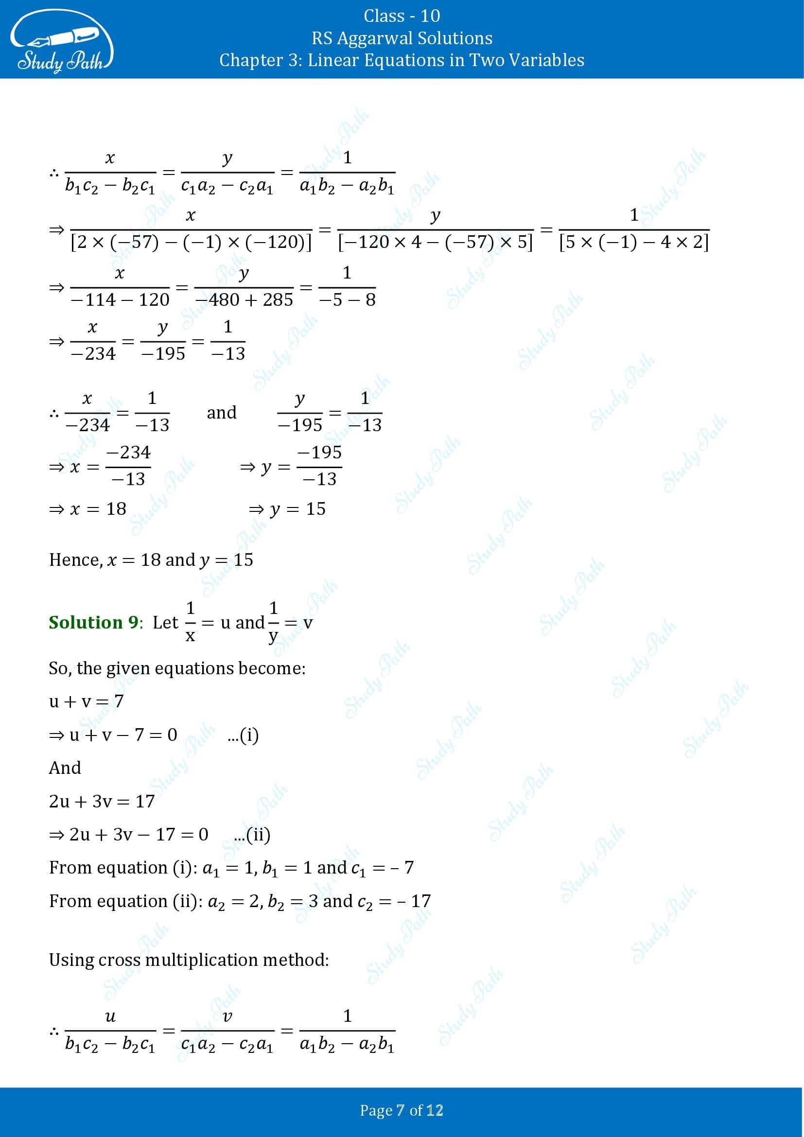 RS Aggarwal Solutions for Class 10 Chapter 3 Linear Equations in Two Variables Exercise 3C 00007