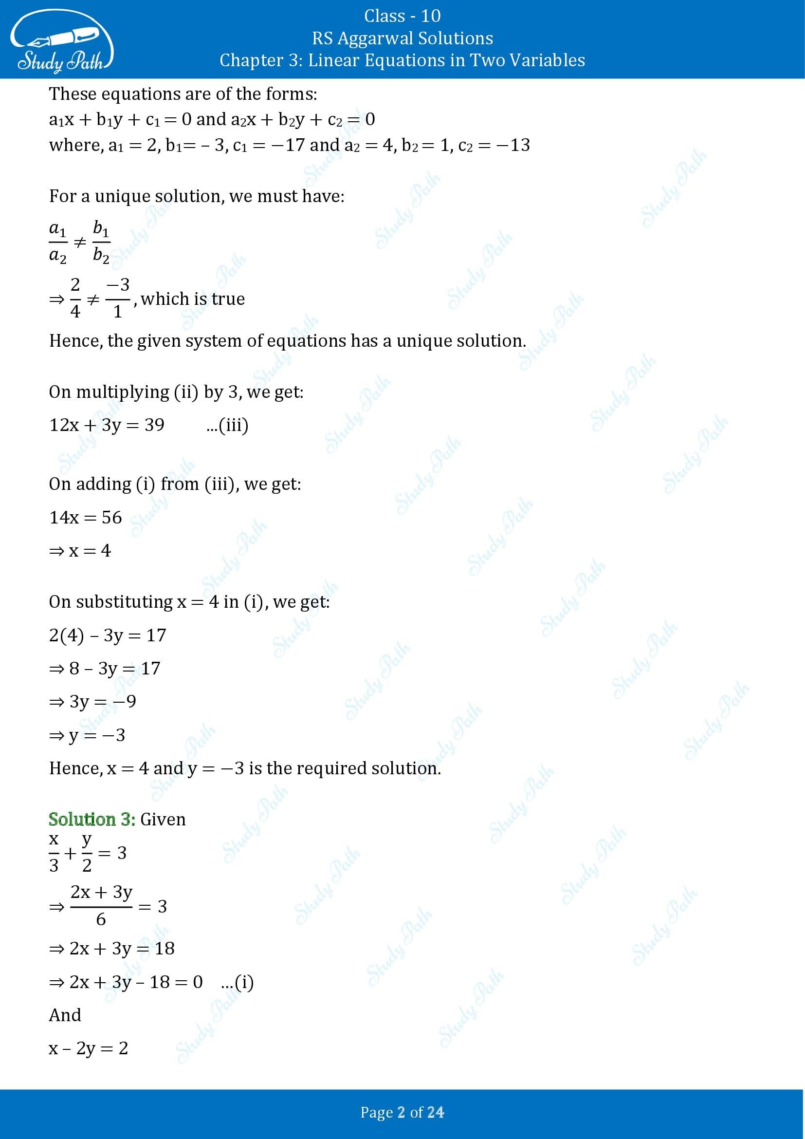 RS Aggarwal Solutions for Class 10 Chapter 3 Linear Equations in Two Variables Exercise 3D 00002