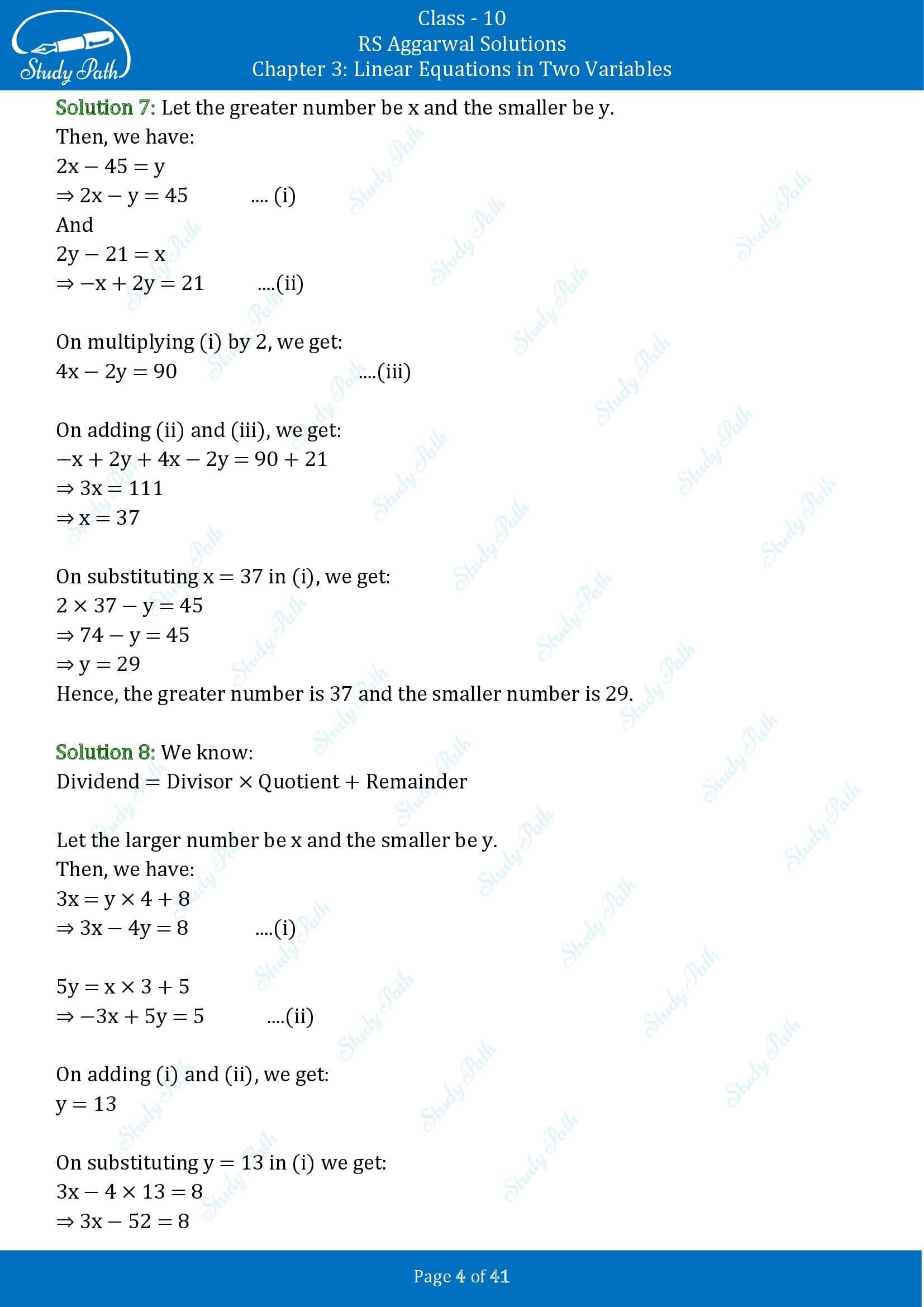 RS Aggarwal Solutions for Class 10 Chapter 3 Linear Equations in Two Variables Exercise 3E 00004