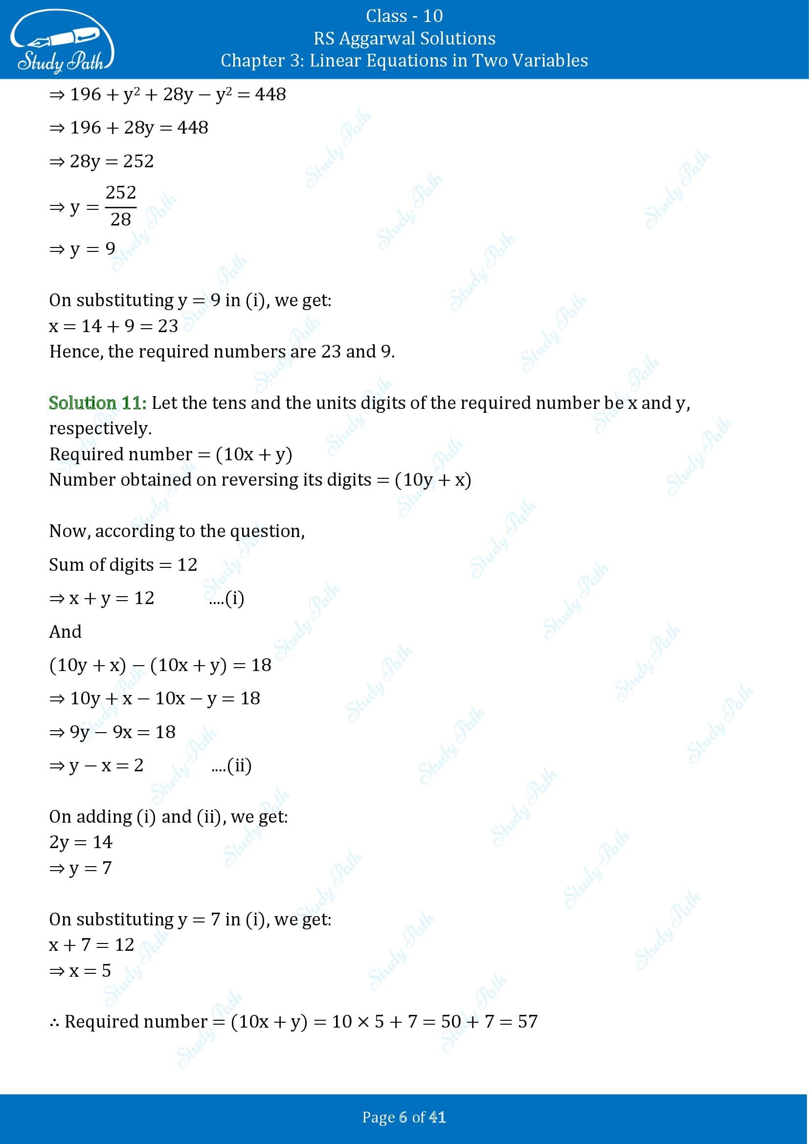 RS Aggarwal Solutions for Class 10 Chapter 3 Linear Equations in Two Variables Exercise 3E 00006