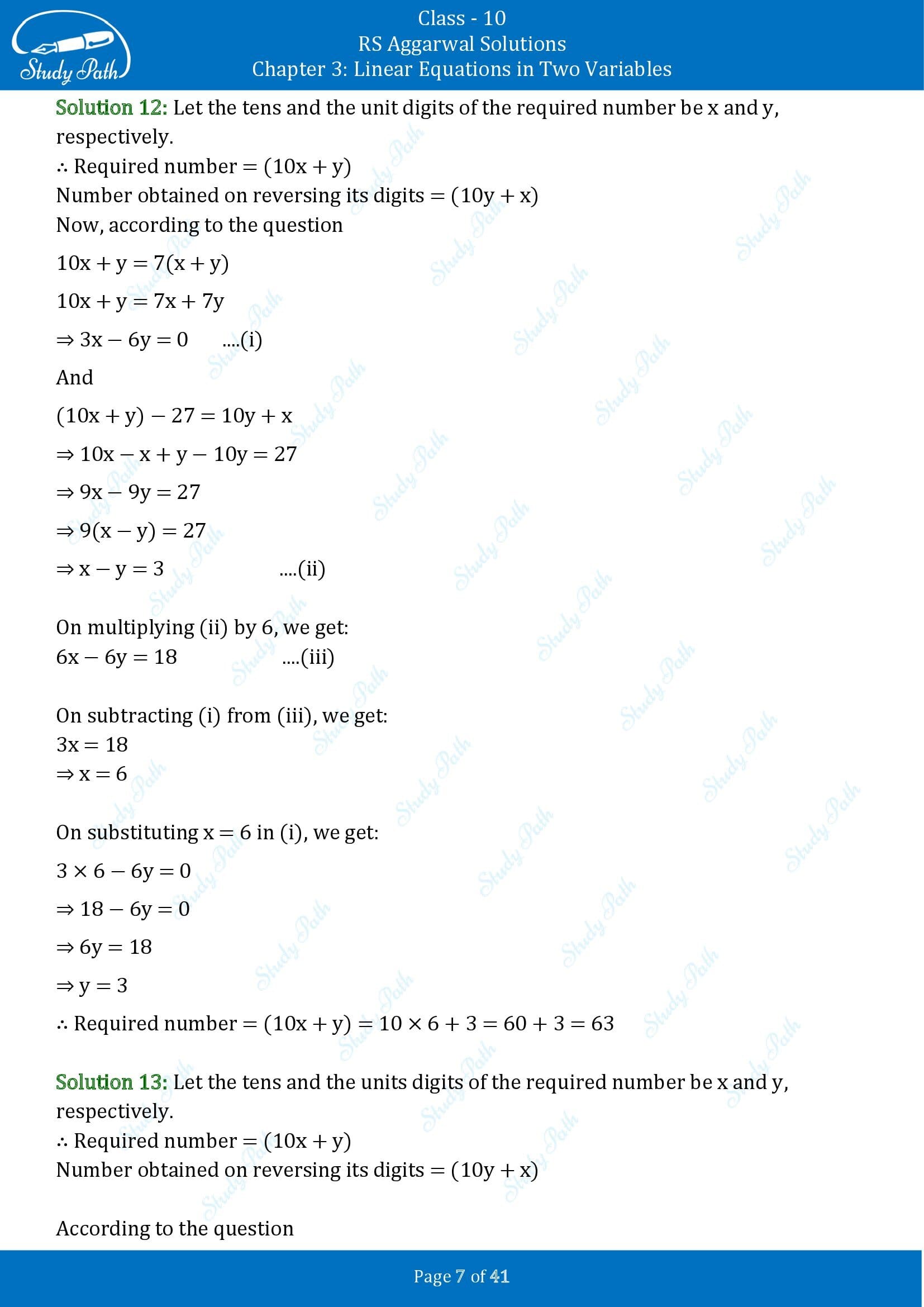 RS Aggarwal Solutions for Class 10 Chapter 3 Linear Equations in Two Variables Exercise 3E 00007