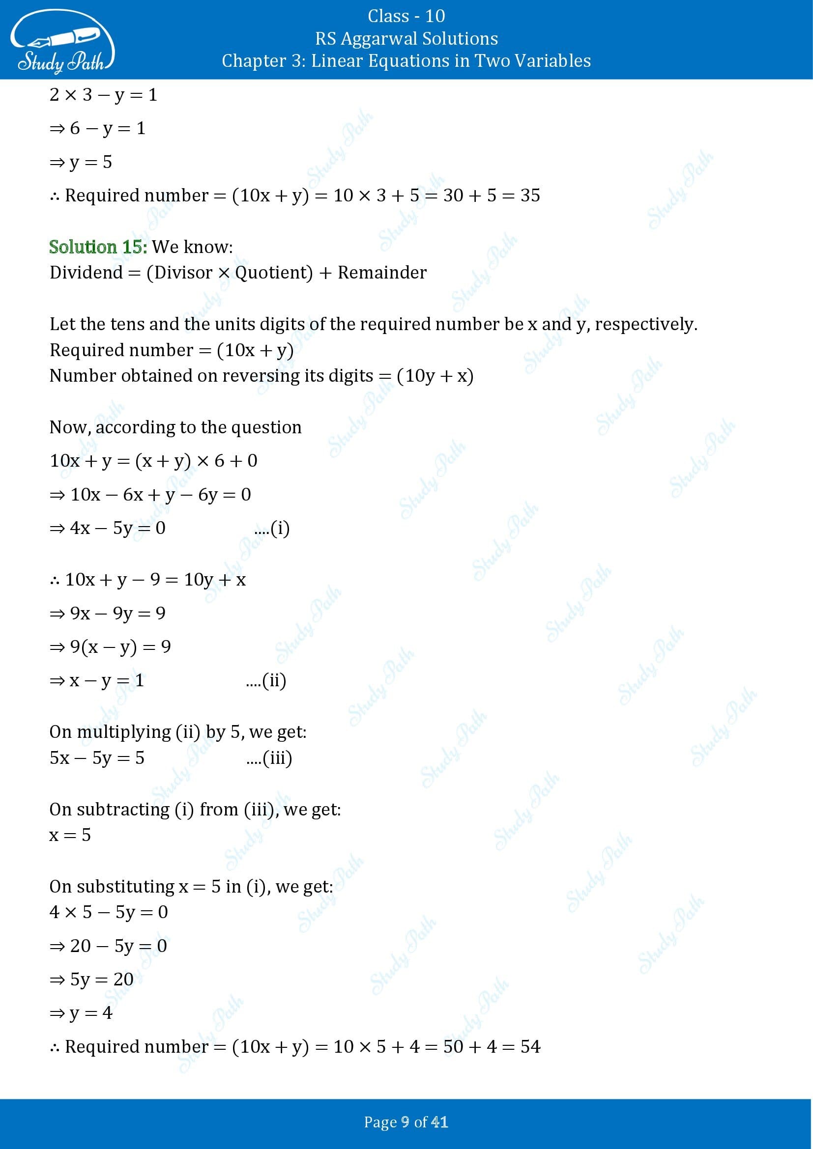 RS Aggarwal Solutions for Class 10 Chapter 3 Linear Equations in Two Variables Exercise 3E 00009