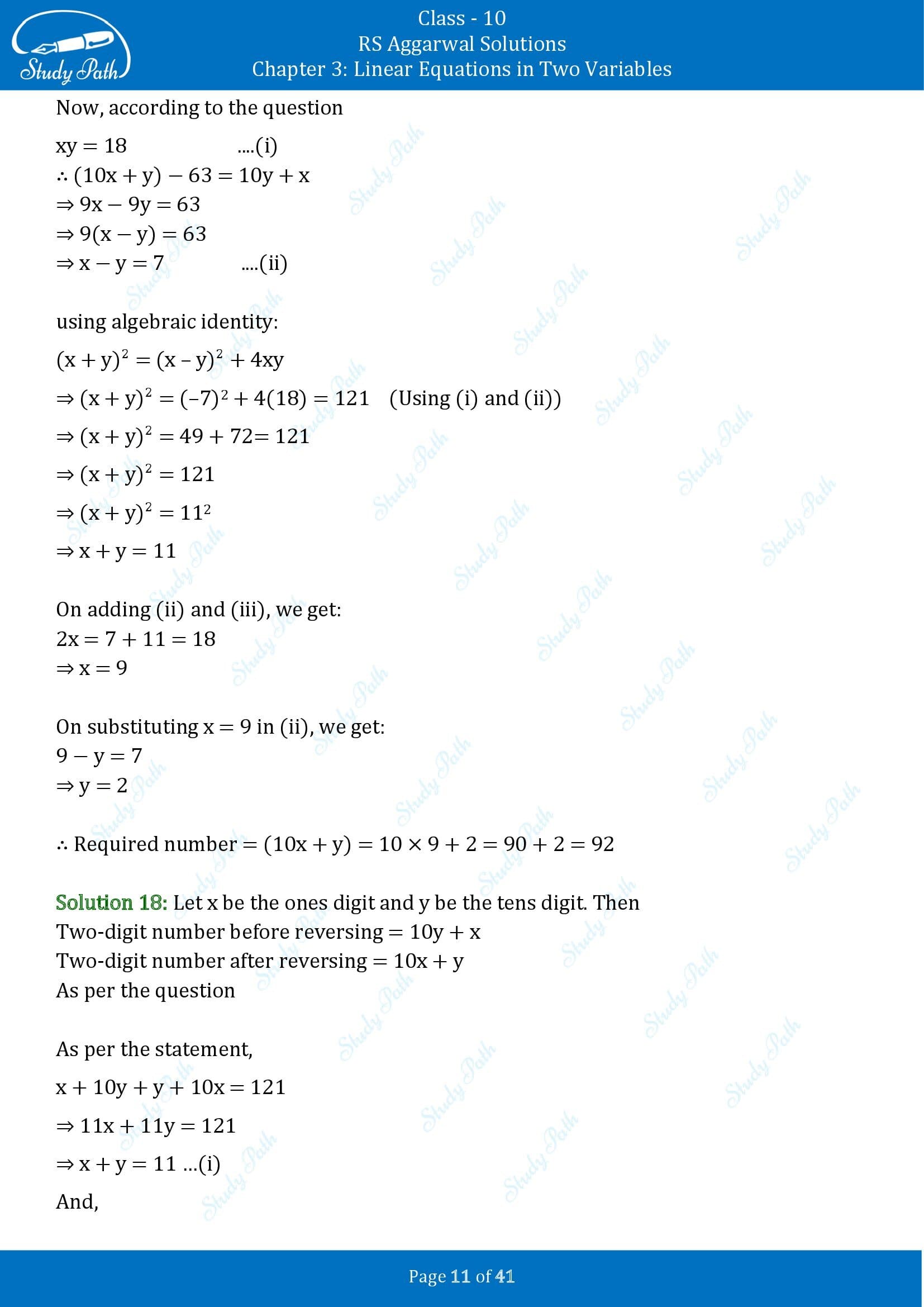 RS Aggarwal Solutions for Class 10 Chapter 3 Linear Equations in Two Variables Exercise 3E 00011