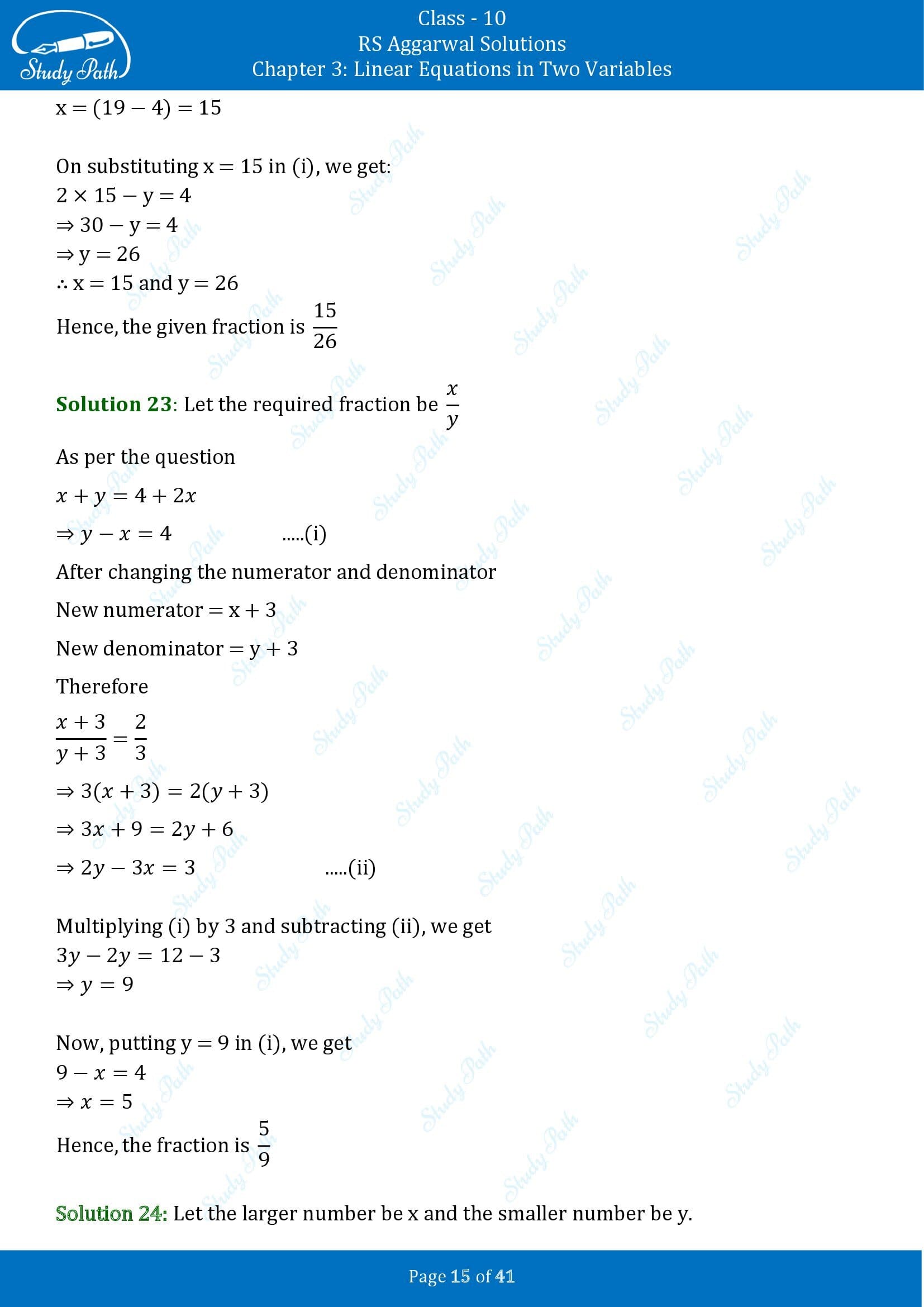 RS Aggarwal Solutions for Class 10 Chapter 3 Linear Equations in Two Variables Exercise 3E 00015