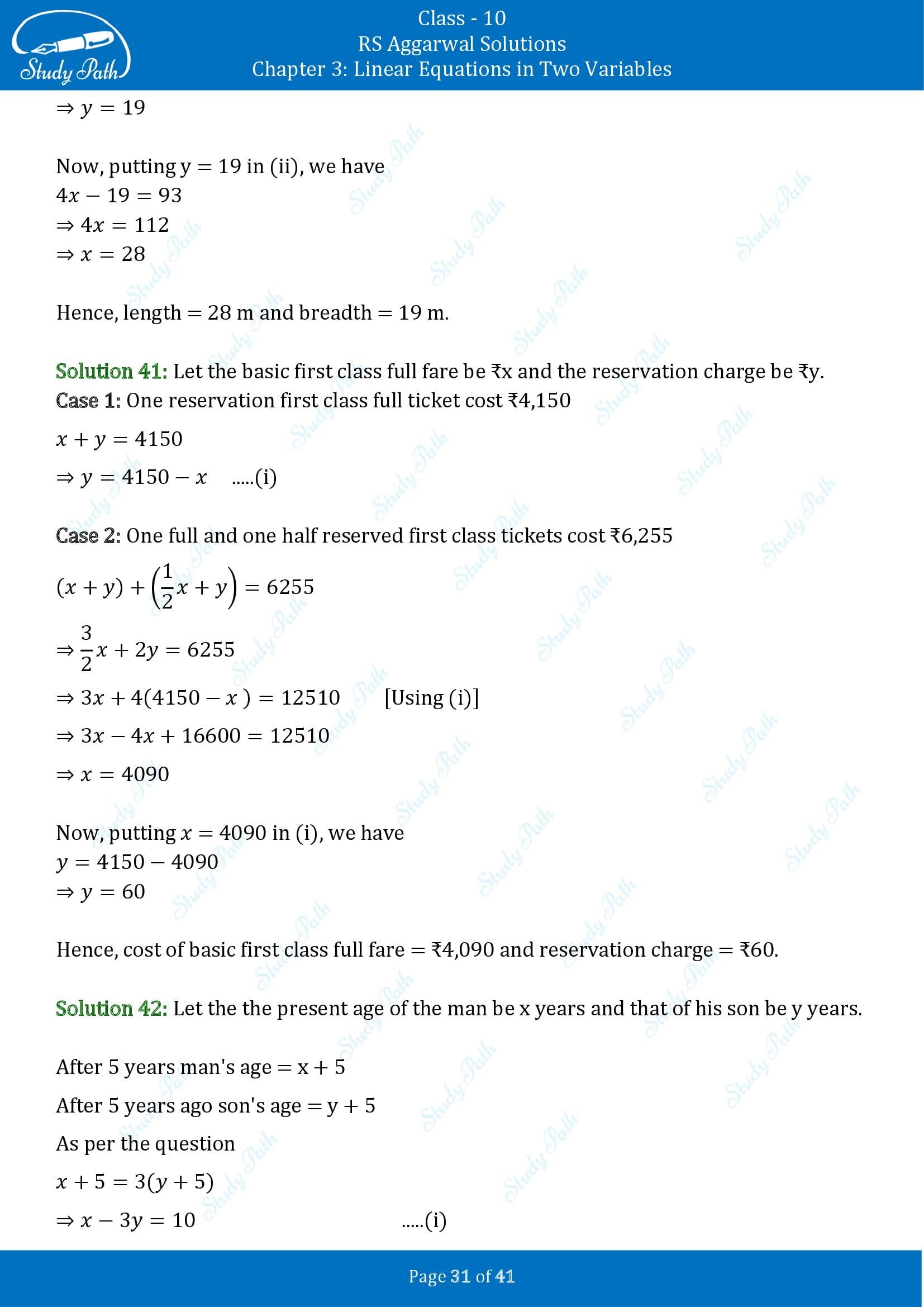 RS Aggarwal Solutions for Class 10 Chapter 3 Linear Equations in Two Variables Exercise 3E 00031