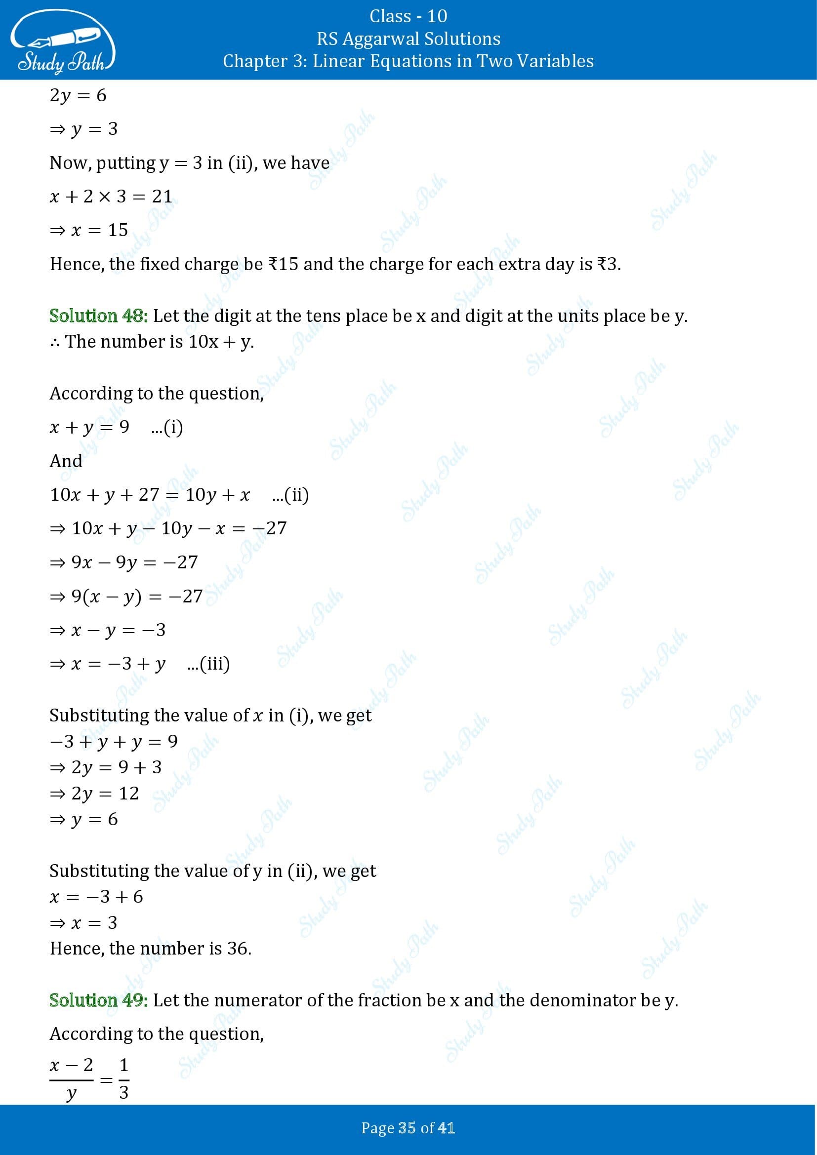 RS Aggarwal Solutions for Class 10 Chapter 3 Linear Equations in Two Variables Exercise 3E 00035