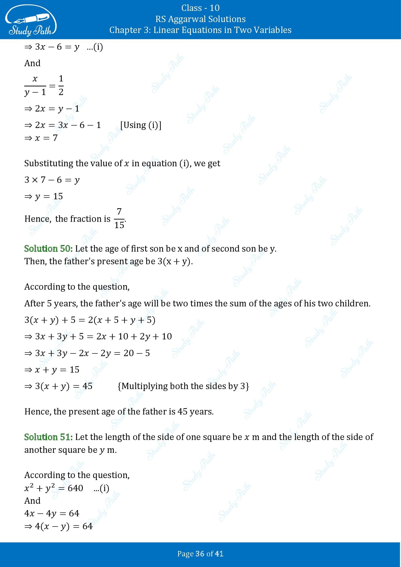 RS Aggarwal Solutions for Class 10 Chapter 3 Linear Equations in Two Variables Exercise 3E 00036