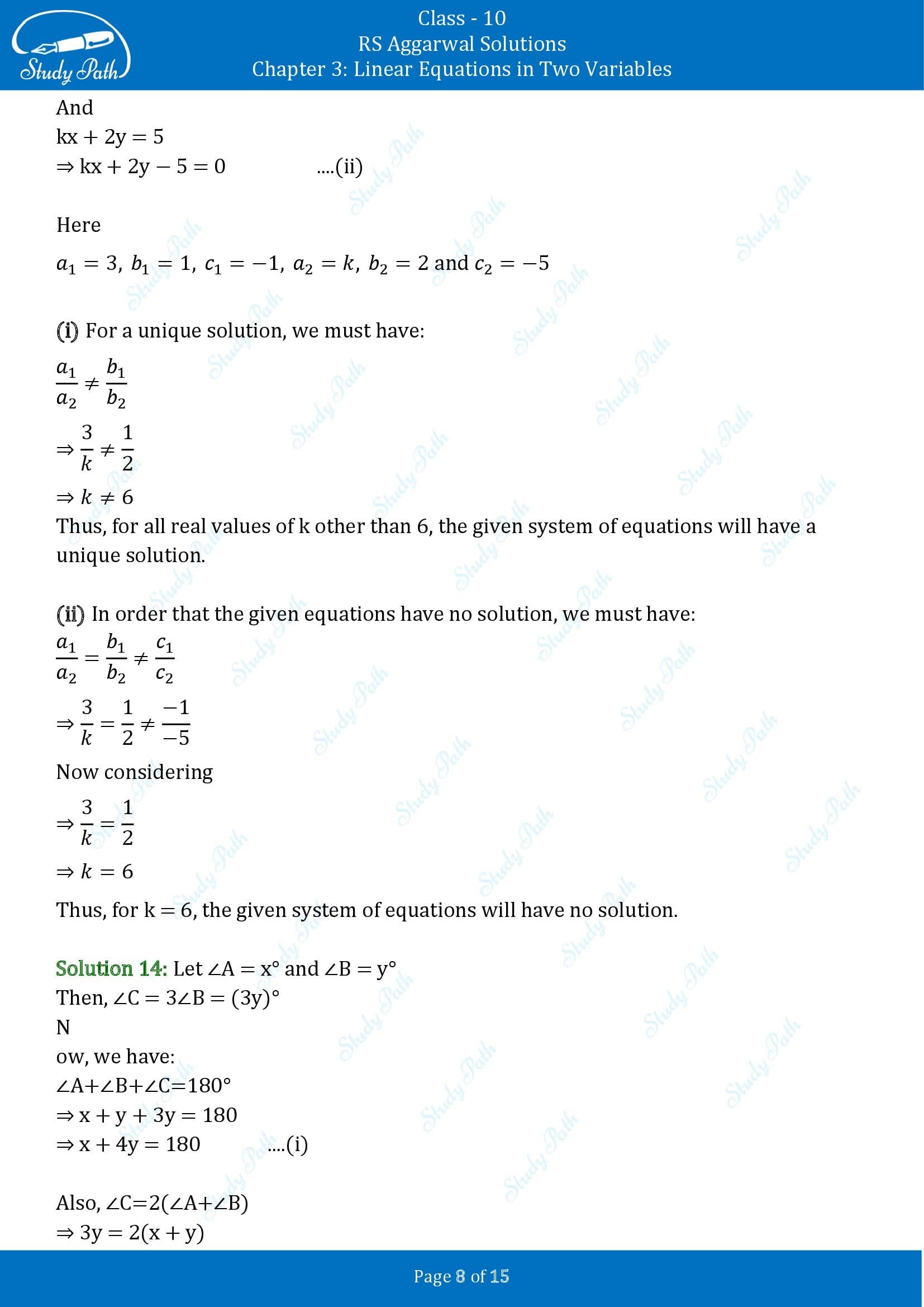 RS Aggarwal Solutions for Class 10 Chapter 3 Linear Equations in Two Variables Test Yourself 00008