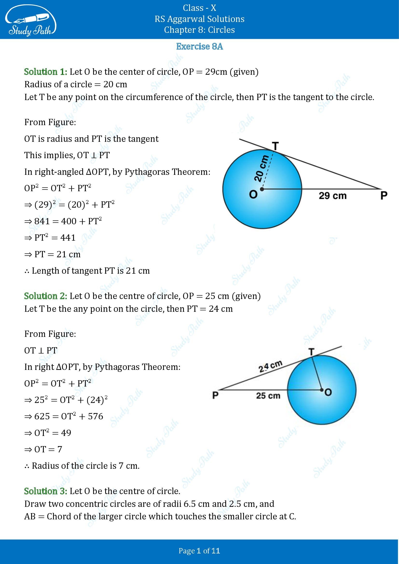 RS Aggarwal Solutions for Class 10 Chapter 8 Circles Exercise 8A 00001