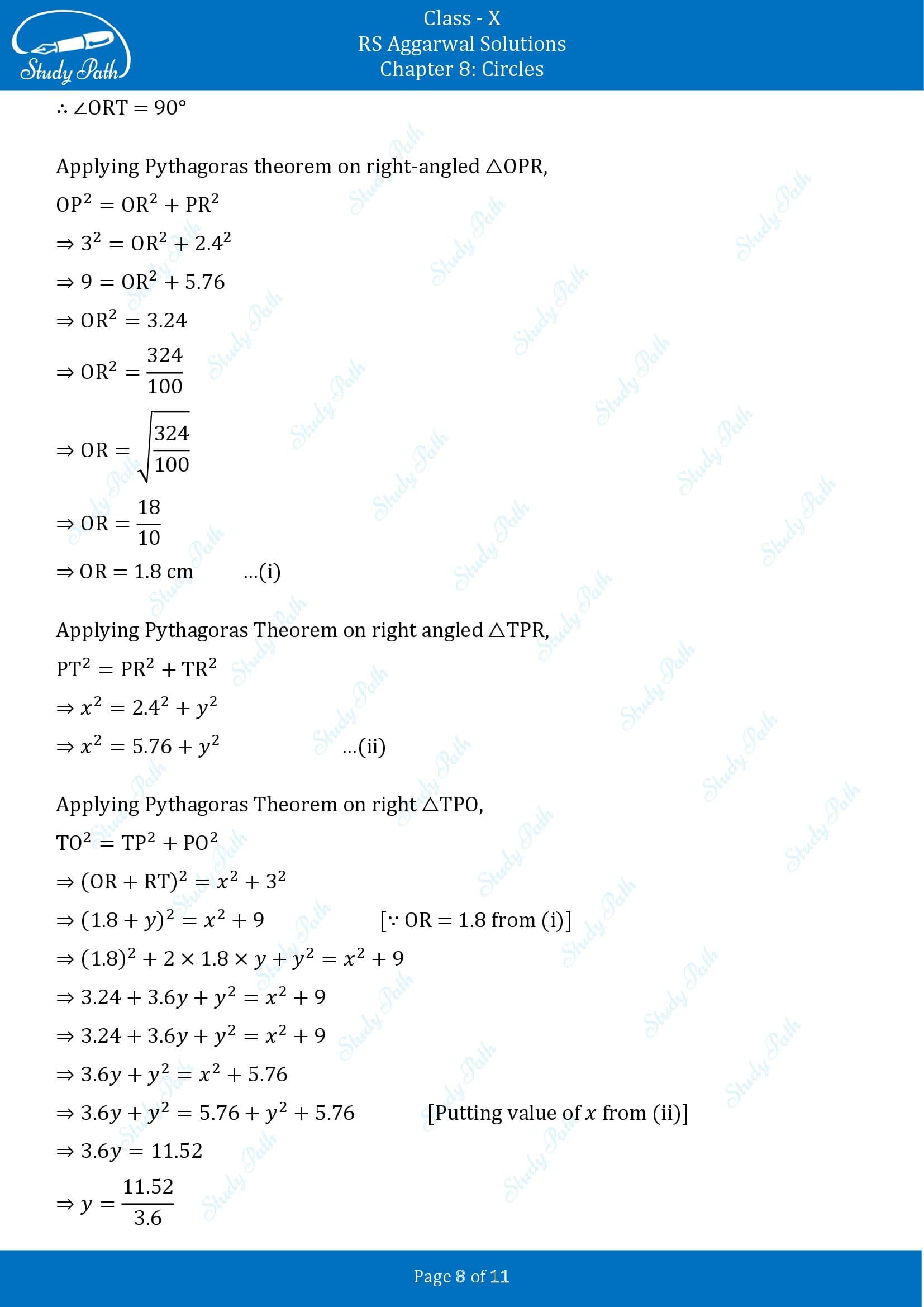 RS Aggarwal Solutions for Class 10 Chapter 8 Circles Exercise 8A 00008