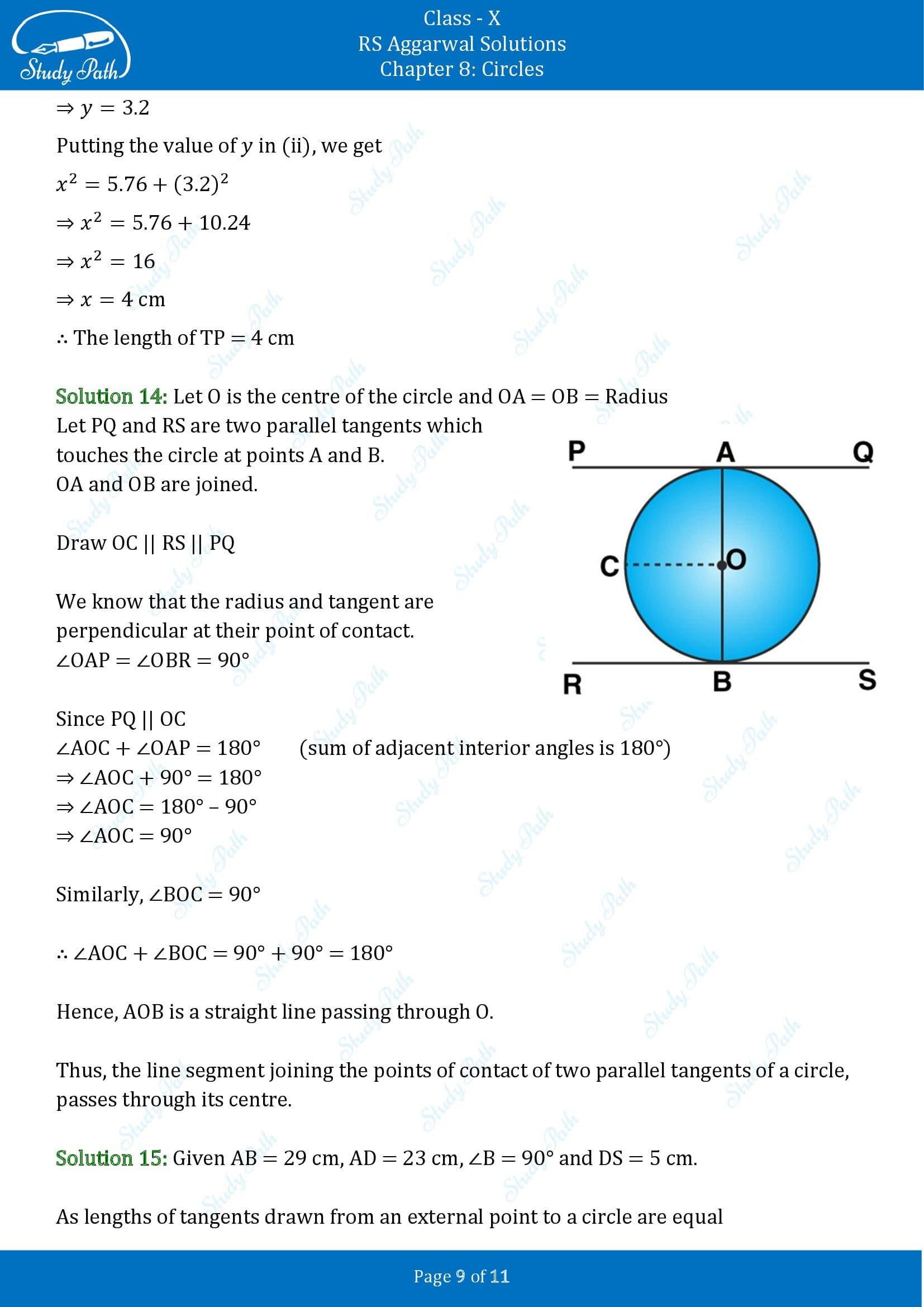 RS Aggarwal Solutions for Class 10 Chapter 8 Circles Exercise 8A 00009