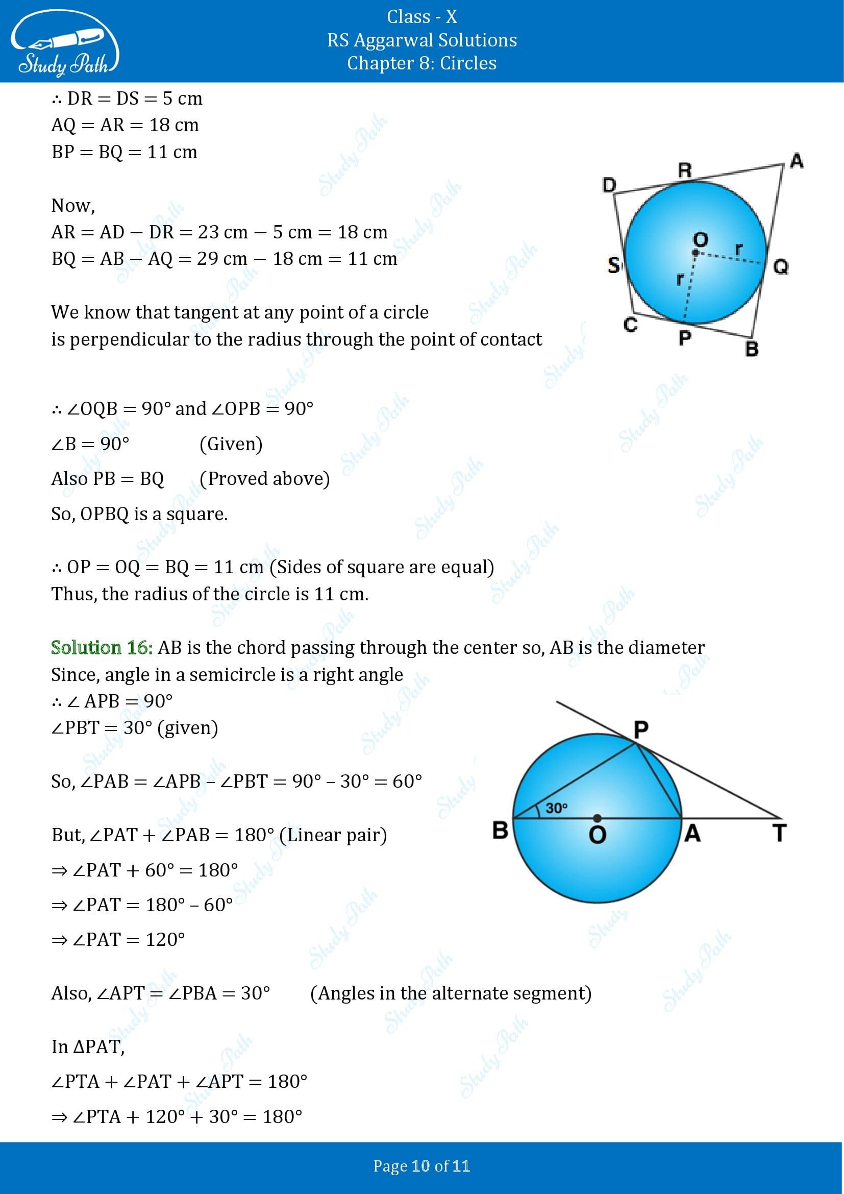 RS Aggarwal Solutions for Class 10 Chapter 8 Circles Exercise 8A 00010