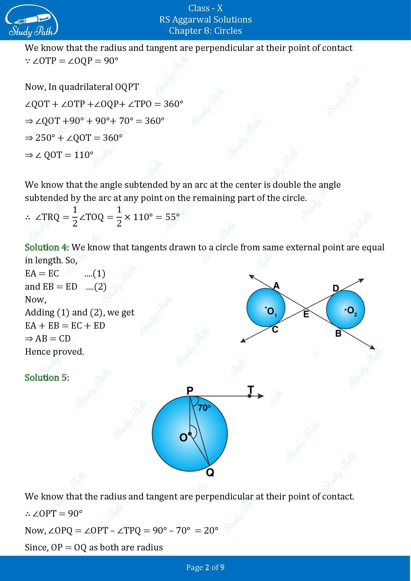 RS Aggarwal Solutions for Class 10 Chapter 8 Circles Exercise 8B 00002