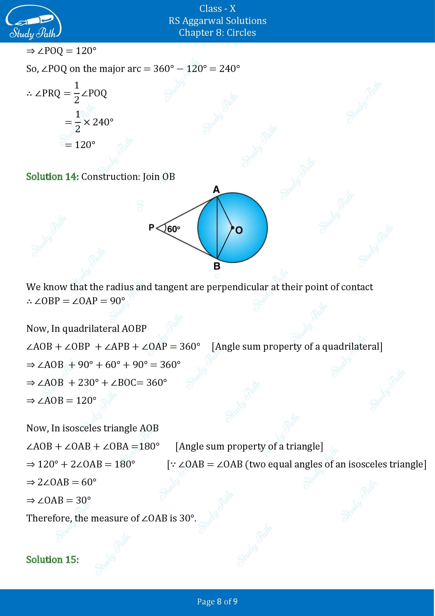 RS Aggarwal Solutions for Class 10 Chapter 8 Circles Exercise 8B 00008