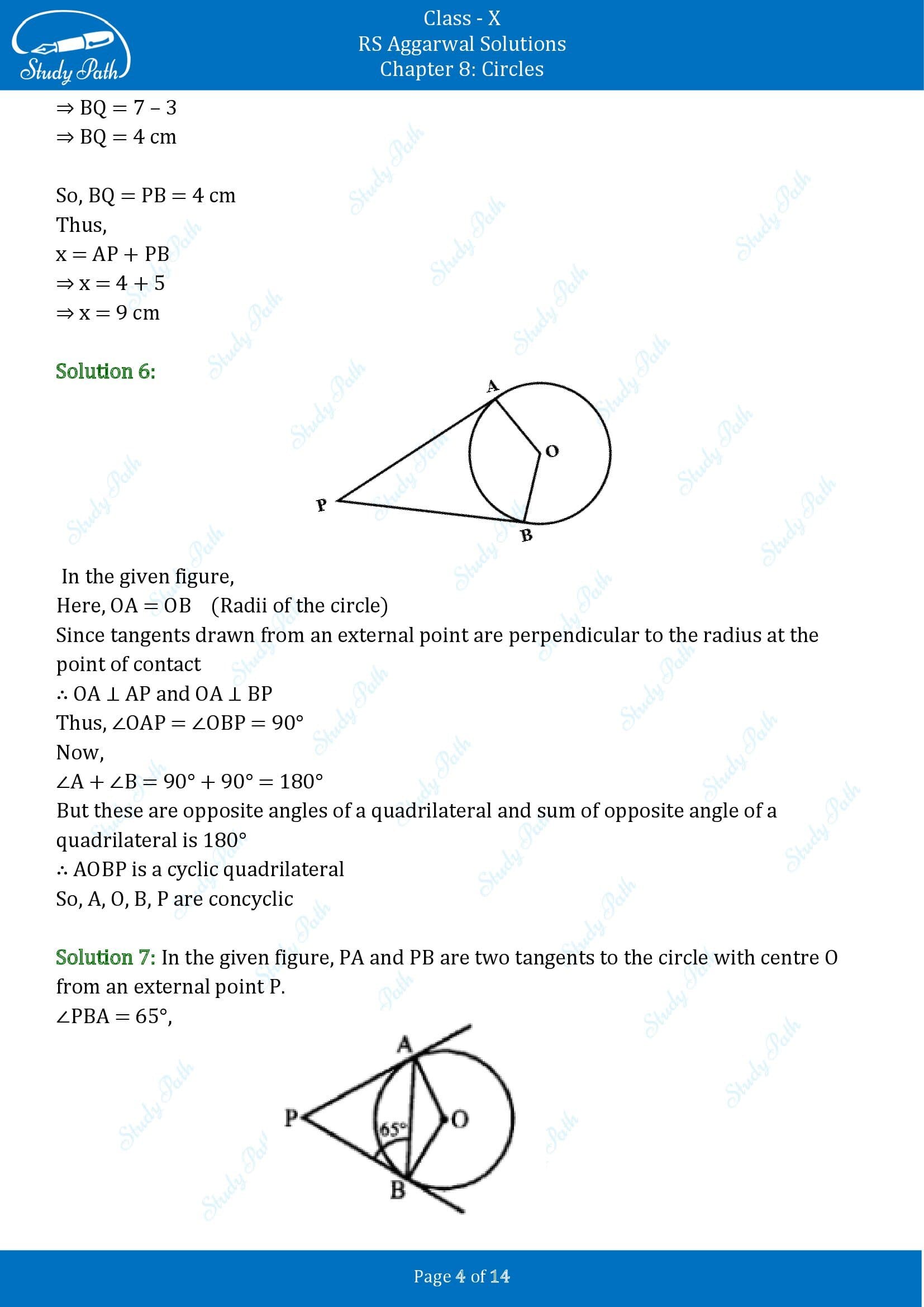 RS Aggarwal Solutions for Class 10 Chapter 8 Circles Test Yourself 8 00004