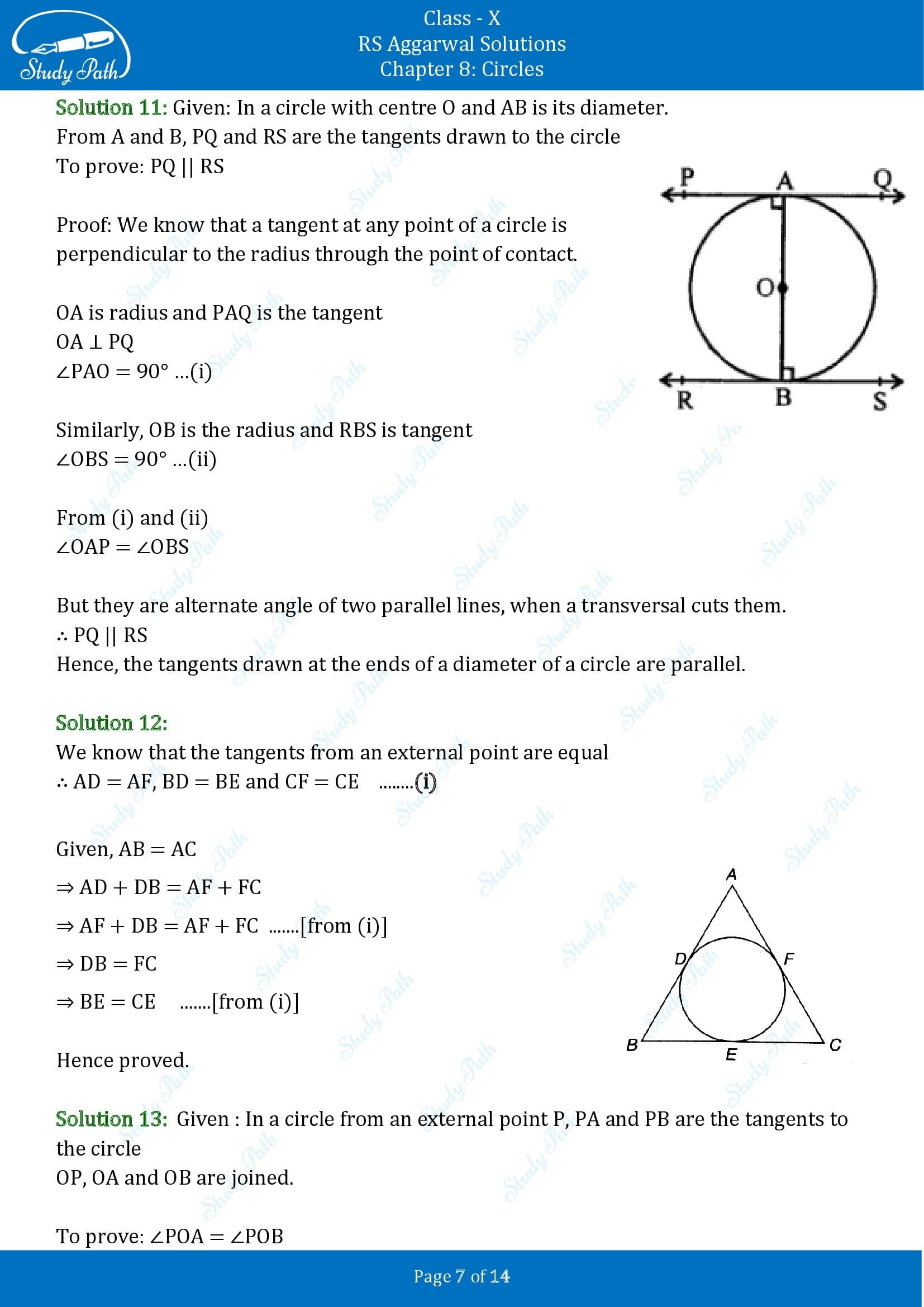 RS Aggarwal Solutions for Class 10 Chapter 8 Circles Test Yourself 8 00007