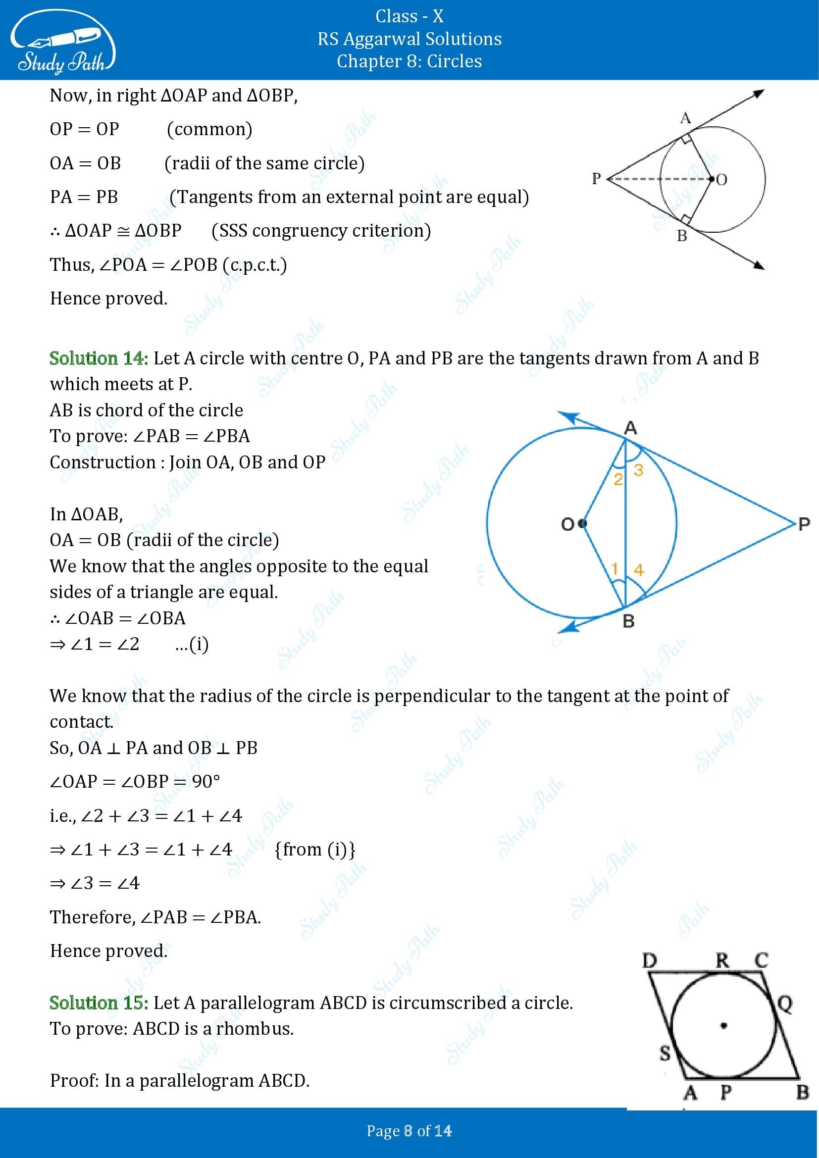 RS Aggarwal Solutions for Class 10 Chapter 8 Circles Test Yourself 8 00008