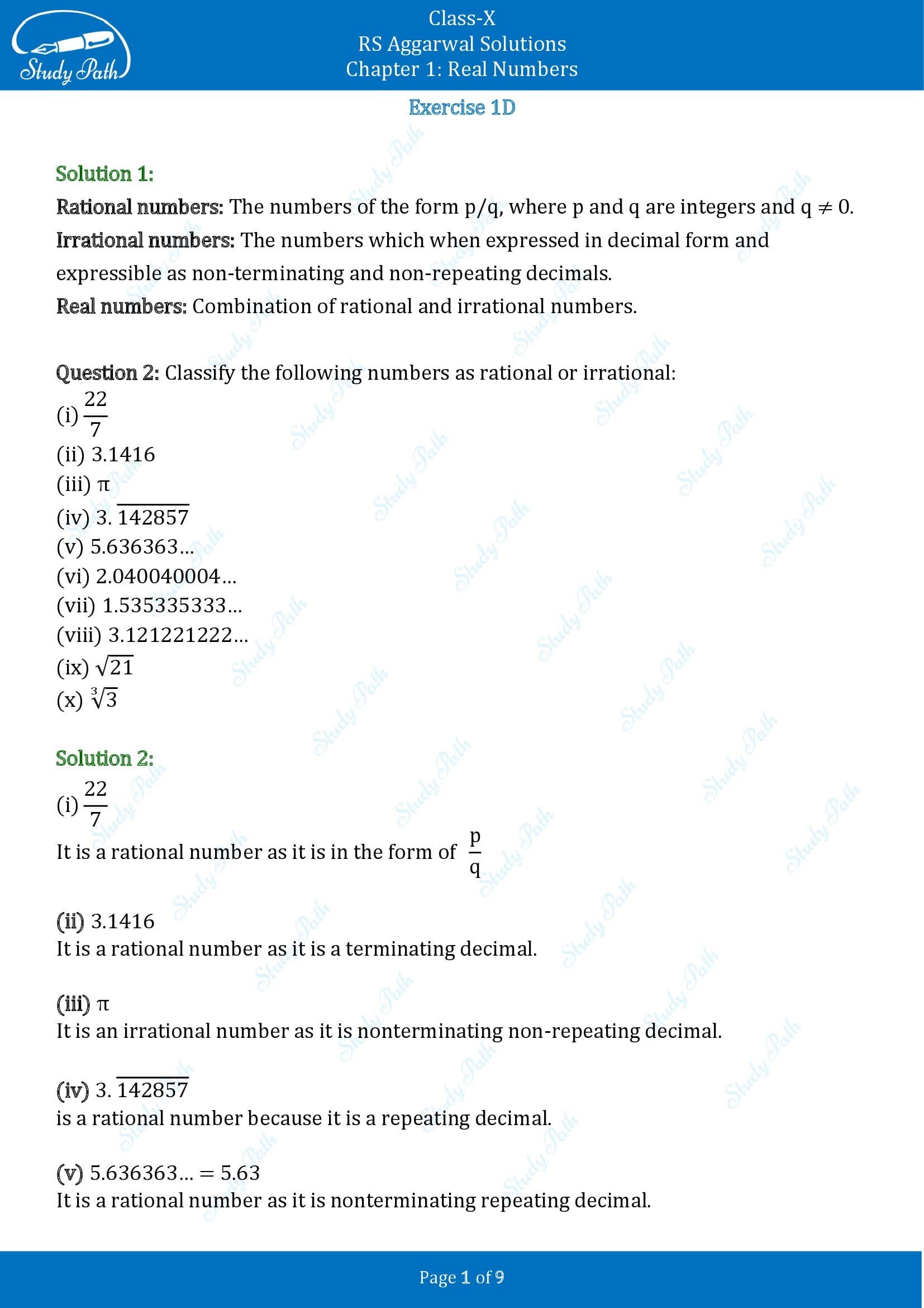 RS Aggarwal Solutions for Class 10 Chapter 1 Real Numbers Exercise 1D 0001