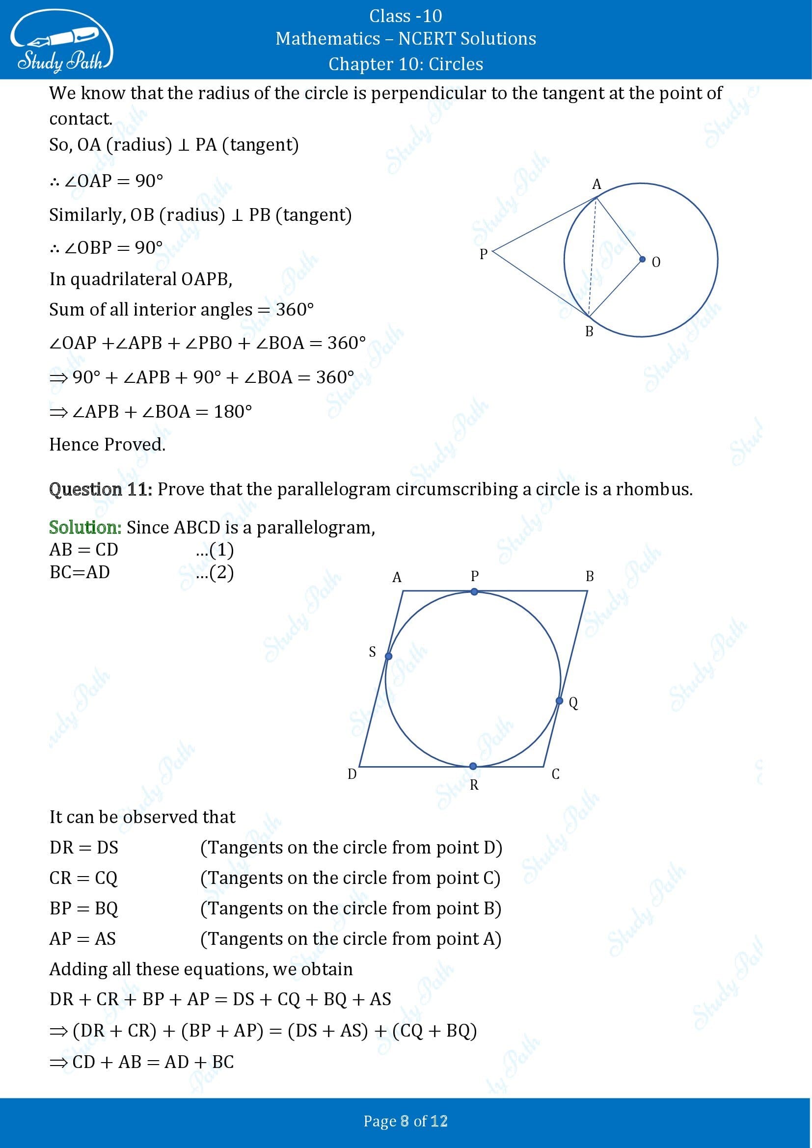 NCERT Solutions for Class 10 Maths Chapter 10 Circles Exercise 10.2 00008