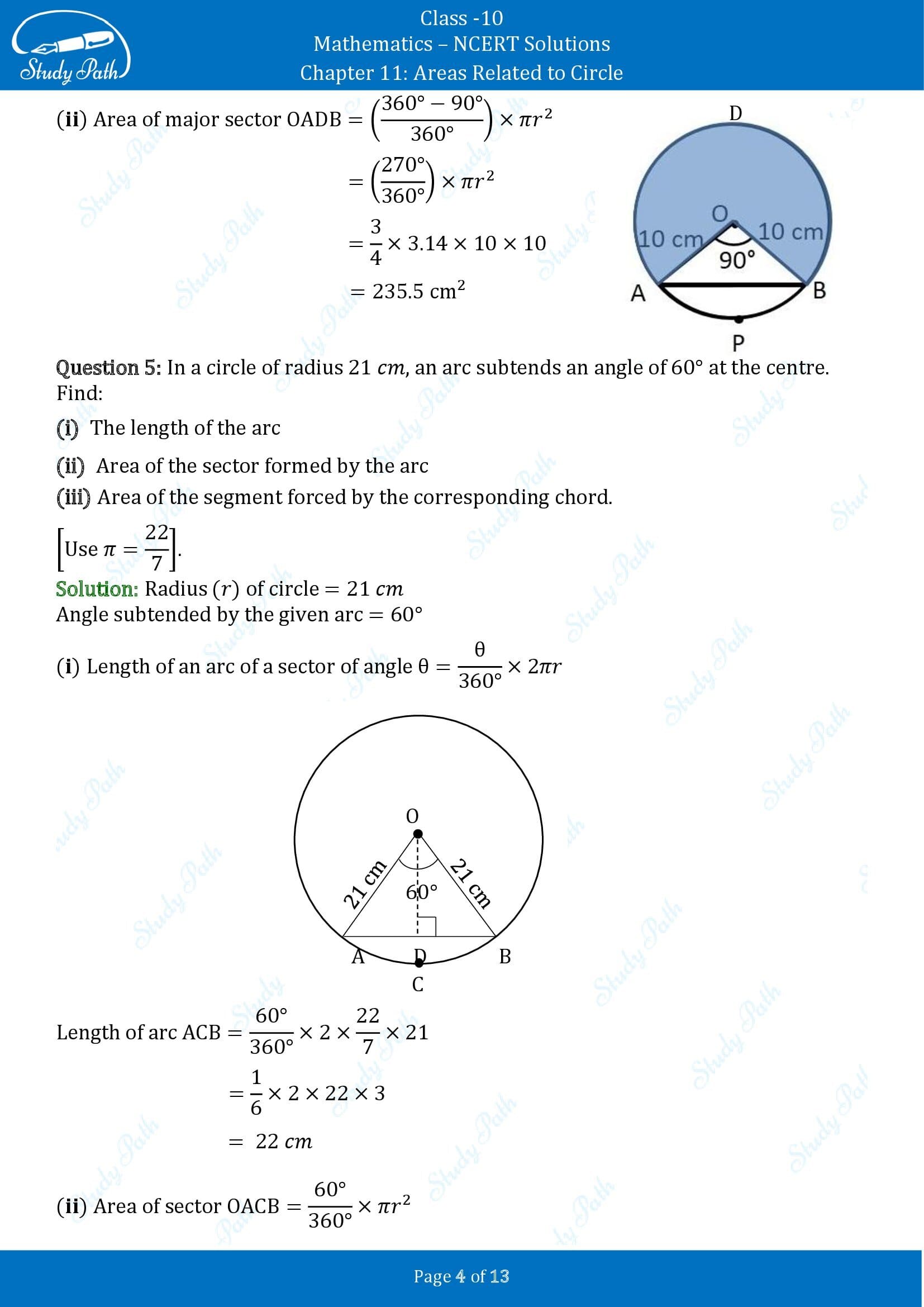 NCERT Solutions for Class 10 Maths Chapter 11 Areas Related to Circles Exercise 11.1 00004