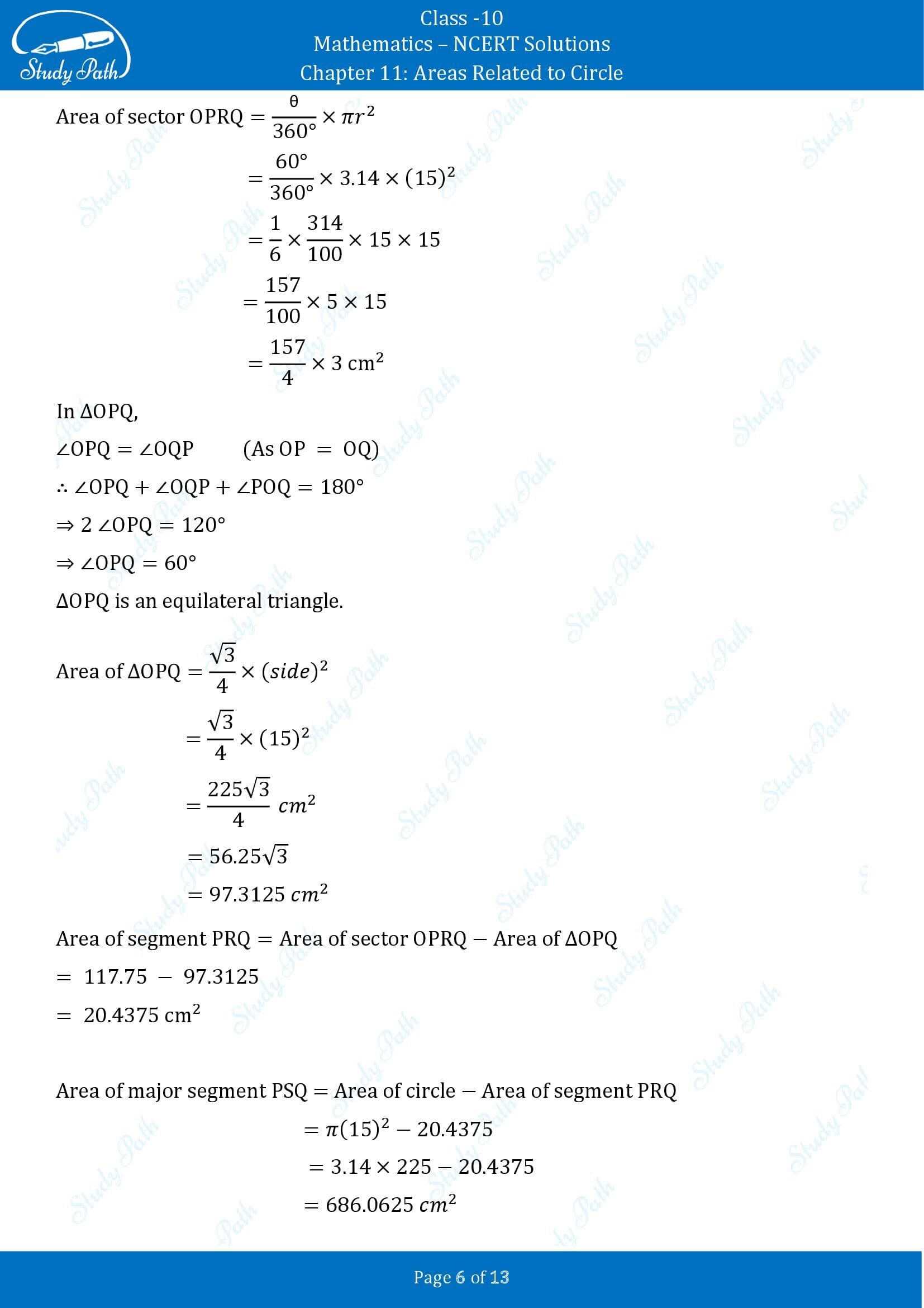 NCERT Solutions for Class 10 Maths Chapter 11 Areas Related to Circles Exercise 11.1 00006