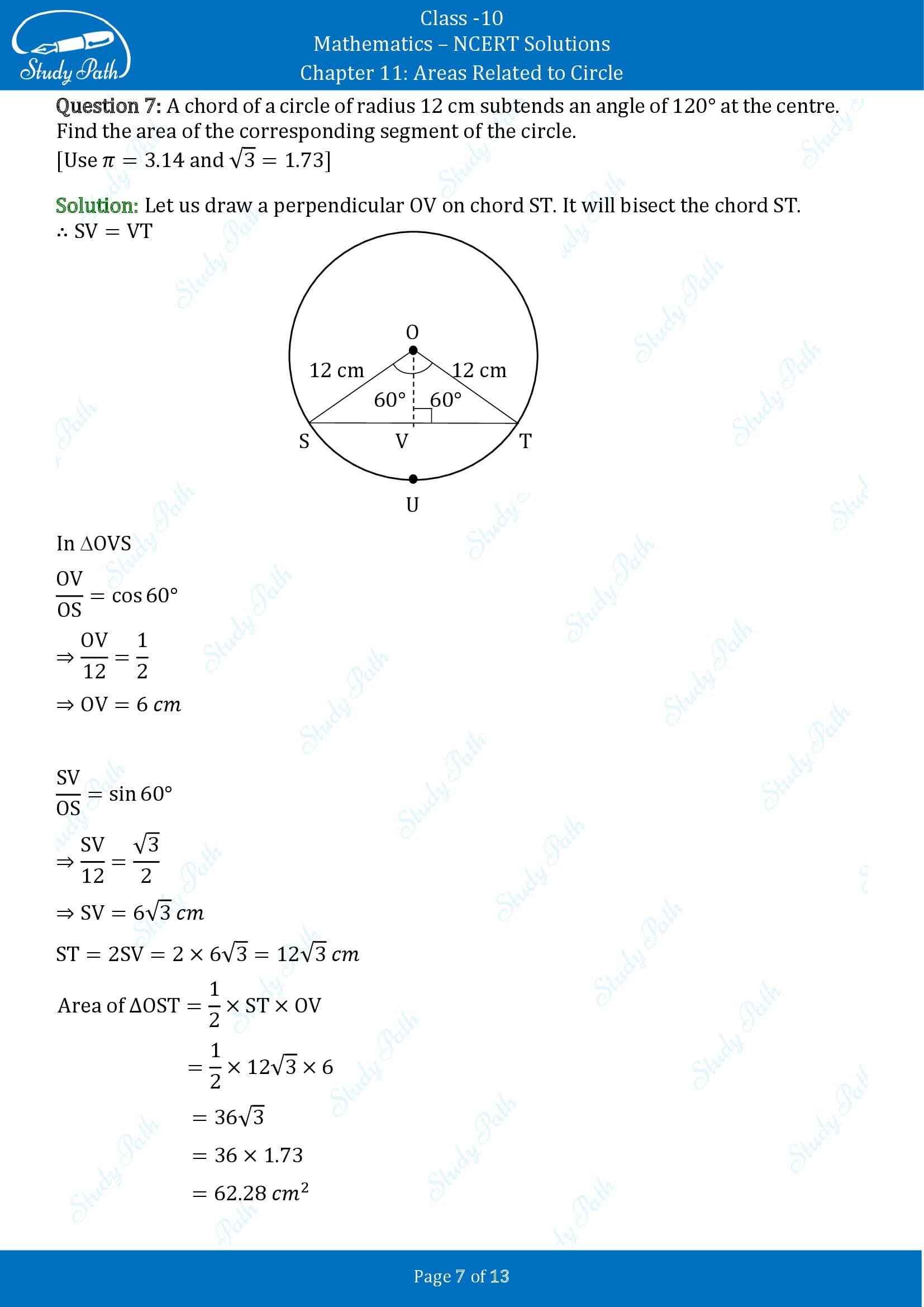 NCERT Solutions for Class 10 Maths Chapter 11 Areas Related to Circles Exercise 11.1 00007