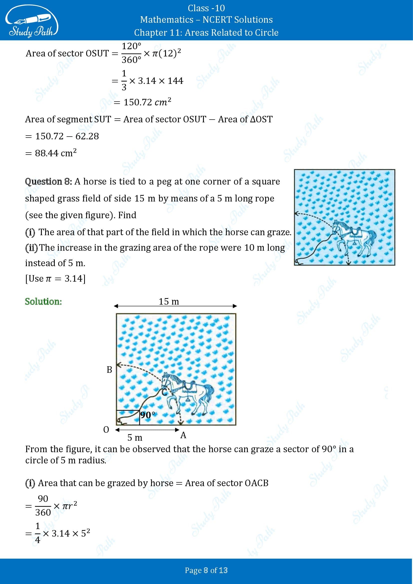 NCERT Solutions for Class 10 Maths Chapter 11 Areas Related to Circles Exercise 11.1 00008