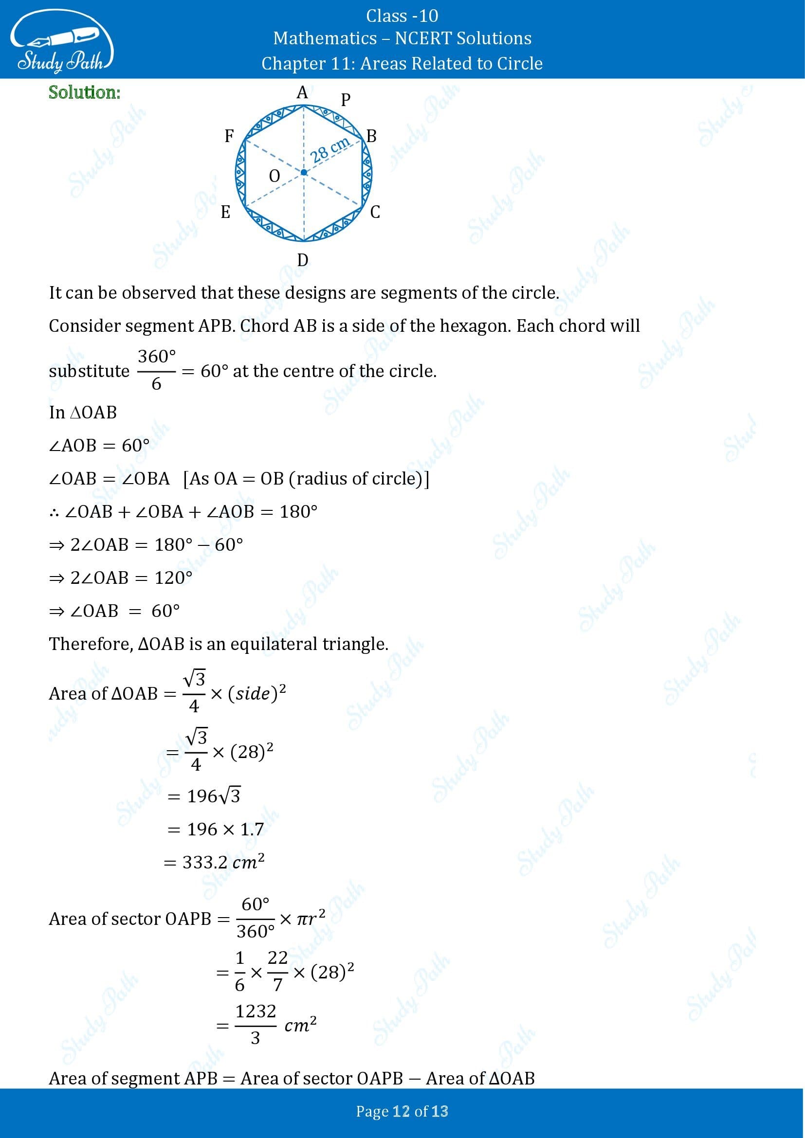 NCERT Solutions for Class 10 Maths Chapter 11 Areas Related to Circles Exercise 11.1 00012