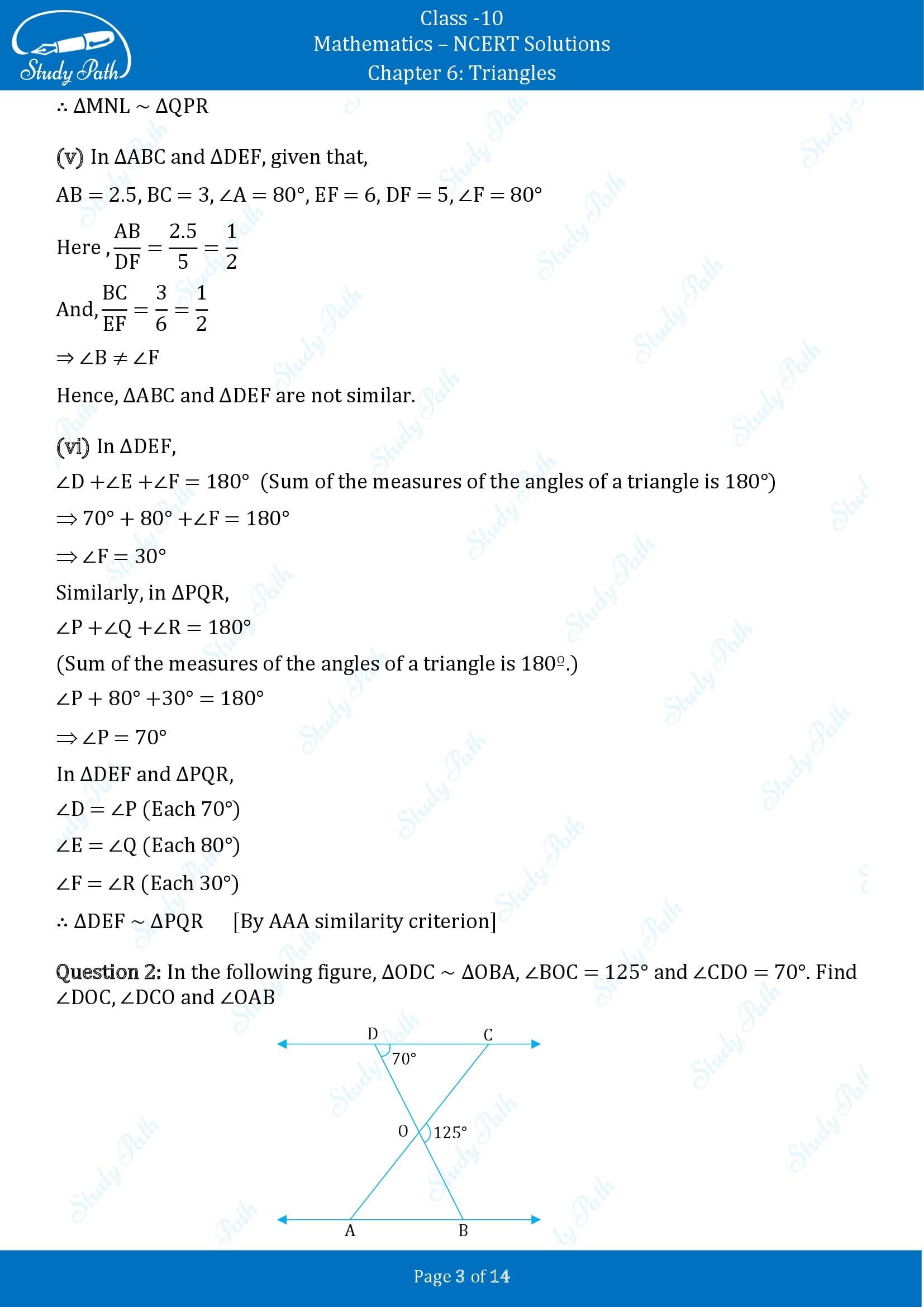 NCERT Solutions for Class 10 Maths Chapter 6 Triangles Exercise 6.3 00003