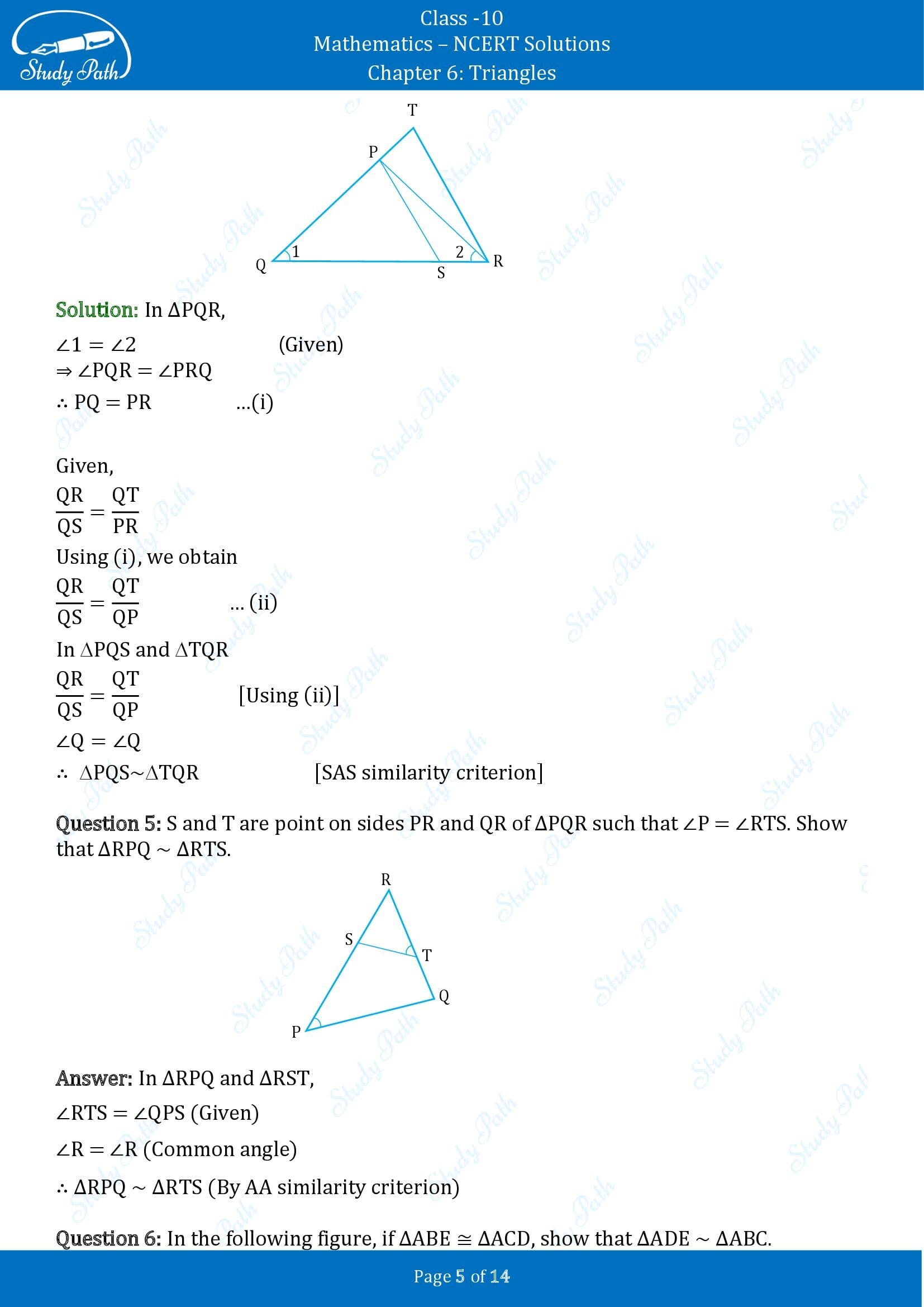 NCERT Solutions for Class 10 Maths Chapter 6 Triangles Exercise 6.3 00005