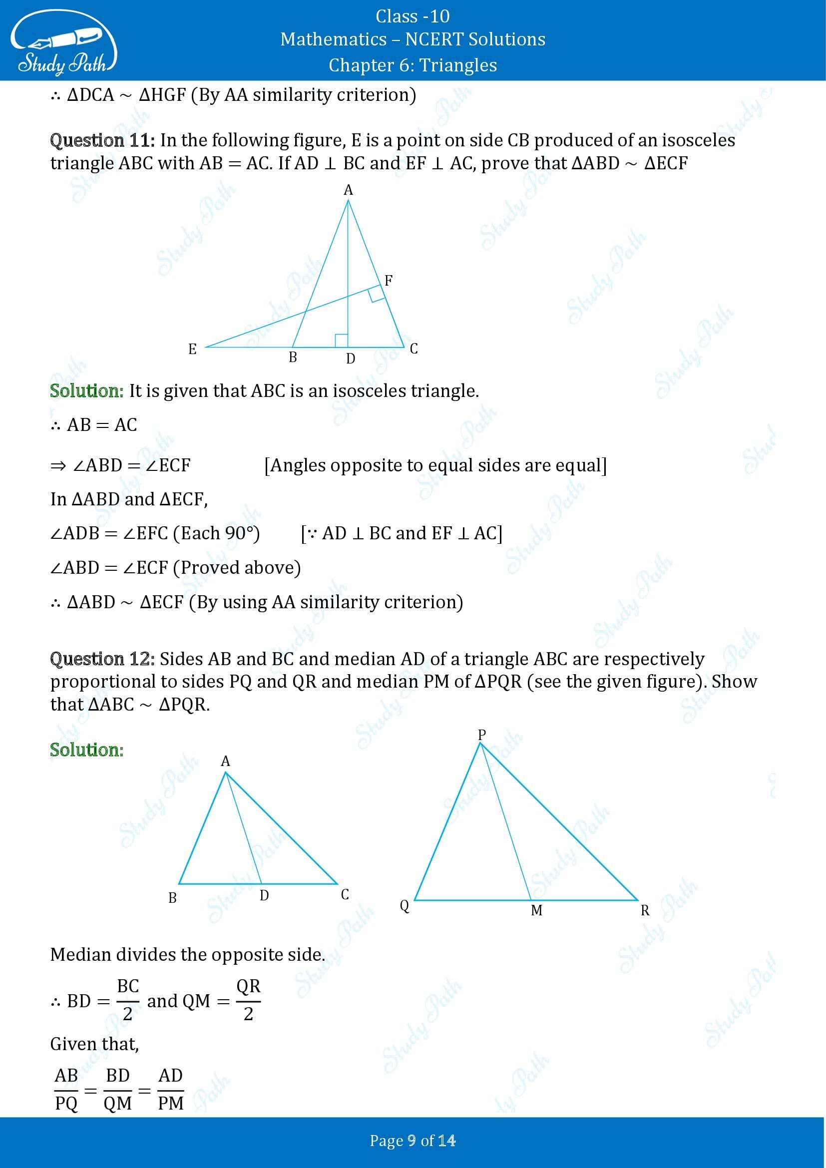 NCERT Solutions for Class 10 Maths Chapter 6 Triangles Exercise 6.3 00009