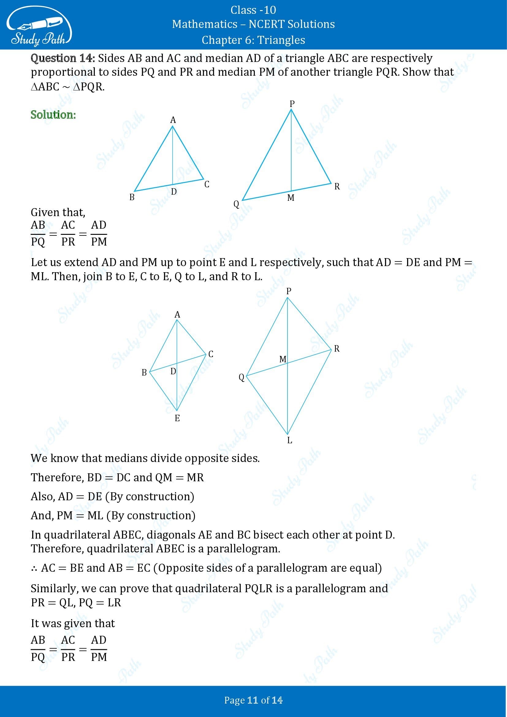 NCERT Solutions for Class 10 Maths Chapter 6 Triangles Exercise 6.3 00011