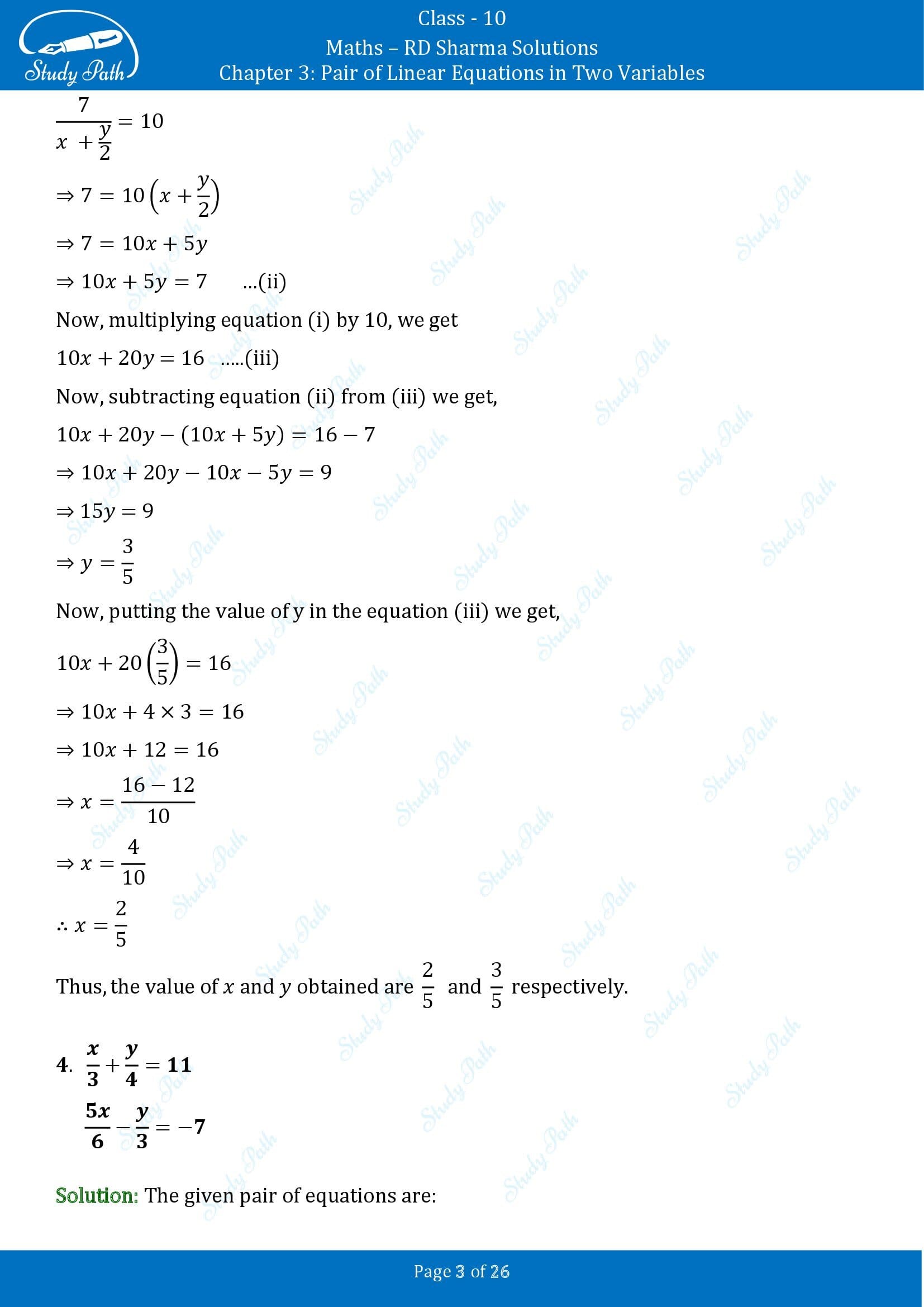 RD Sharma Solutions Class 10 Chapter 3 Pair of Linear Equations in Two Variables Exercise 3.3 00003