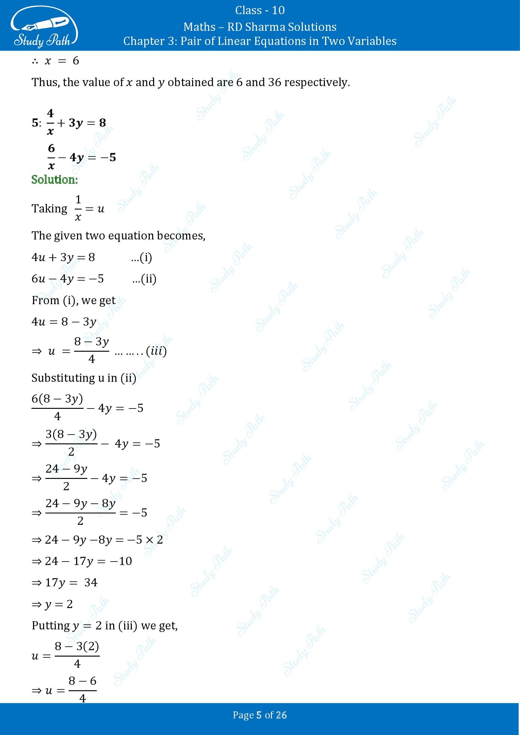 RD Sharma Solutions Class 10 Chapter 3 Pair of Linear Equations in Two Variables Exercise 3.3 00005