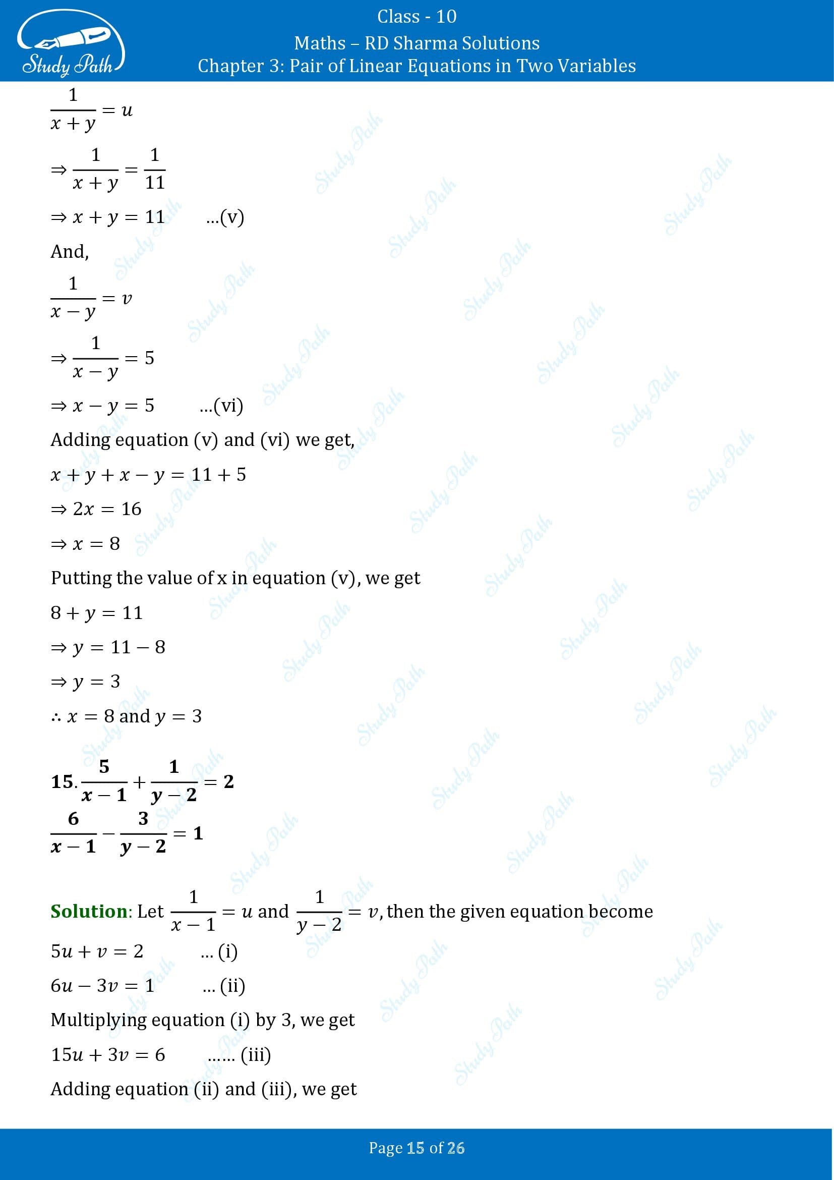 RD Sharma Solutions Class 10 Chapter 3 Pair of Linear Equations in Two Variables Exercise 3.3 00015