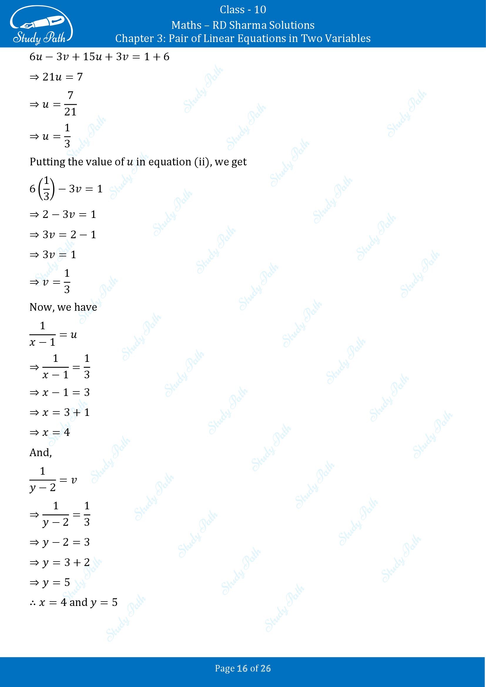 RD Sharma Solutions Class 10 Chapter 3 Pair of Linear Equations in Two Variables Exercise 3.3 00016