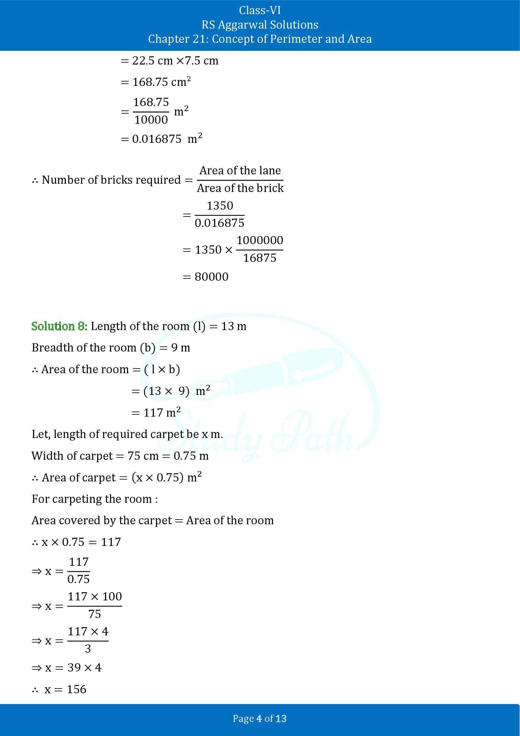 RS Aggarwal Solutions Class 6 Chapter 21 Concept of Perimeter and Area Exercise 21D 00004