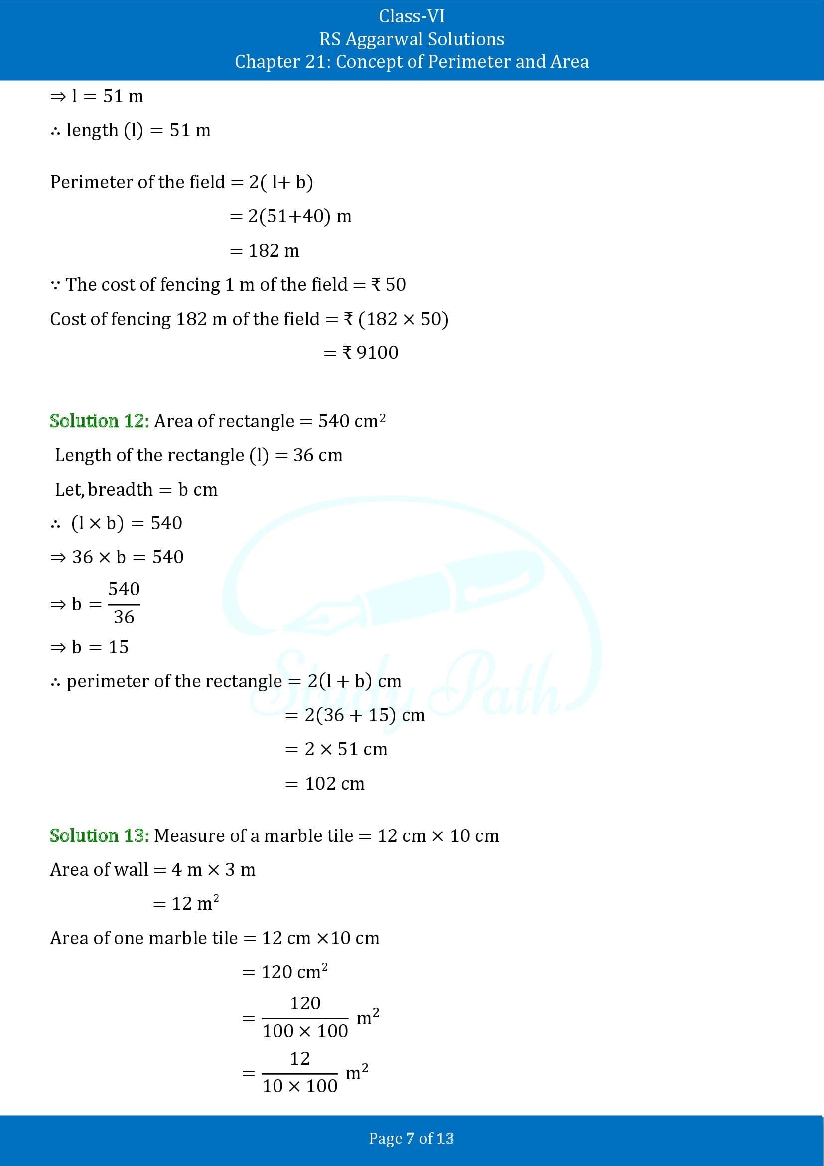 RS Aggarwal Solutions Class 6 Chapter 21 Concept of Perimeter and Area Exercise 21D 00007