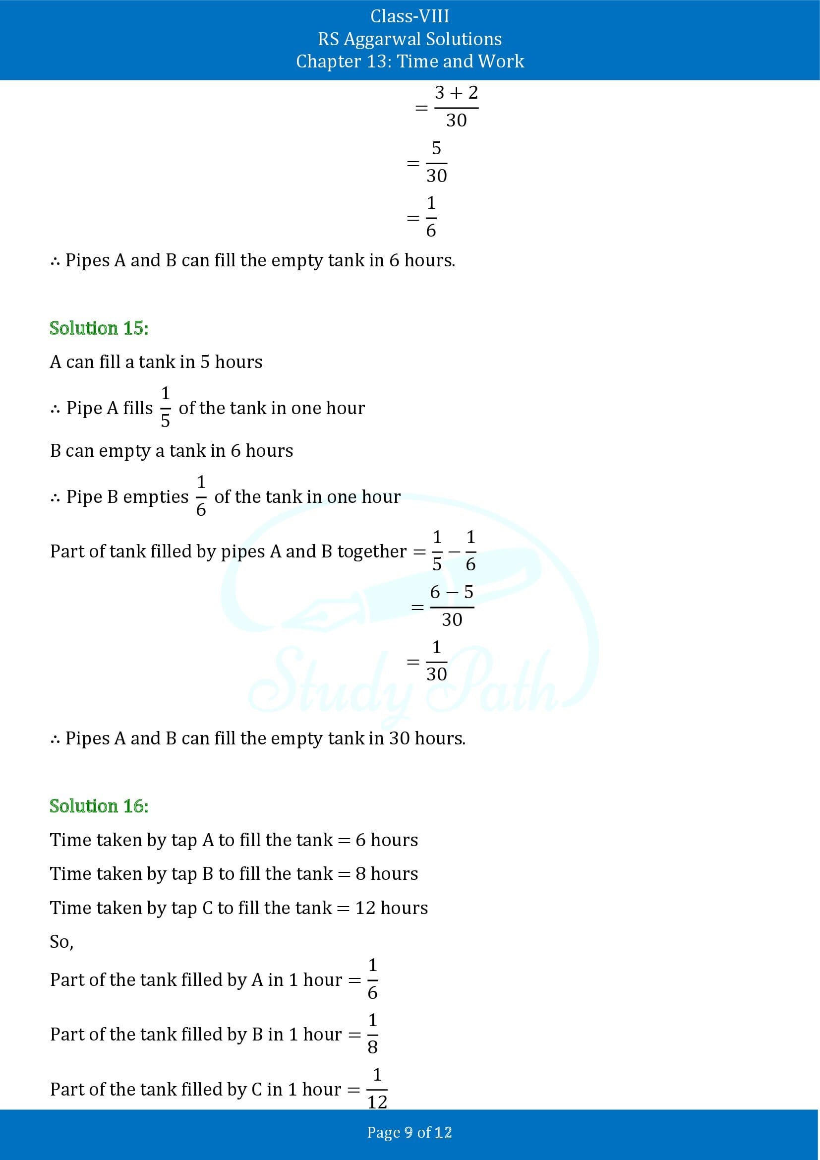 RS Aggarwal Solutions Class 8 Chapter 13 Time and Work Exercise 13A 00009