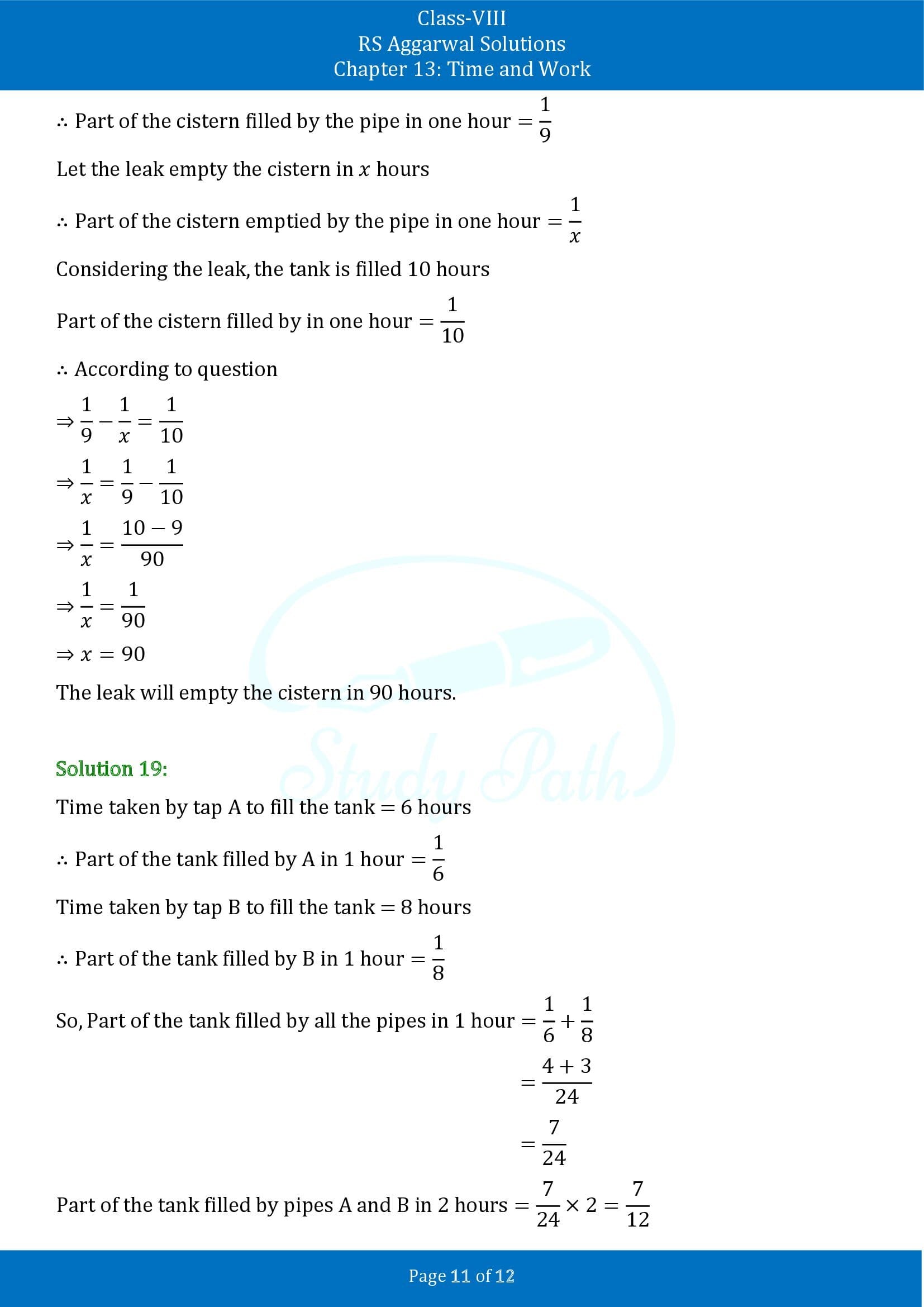 RS Aggarwal Solutions Class 8 Chapter 13 Time and Work Exercise 13A 00011