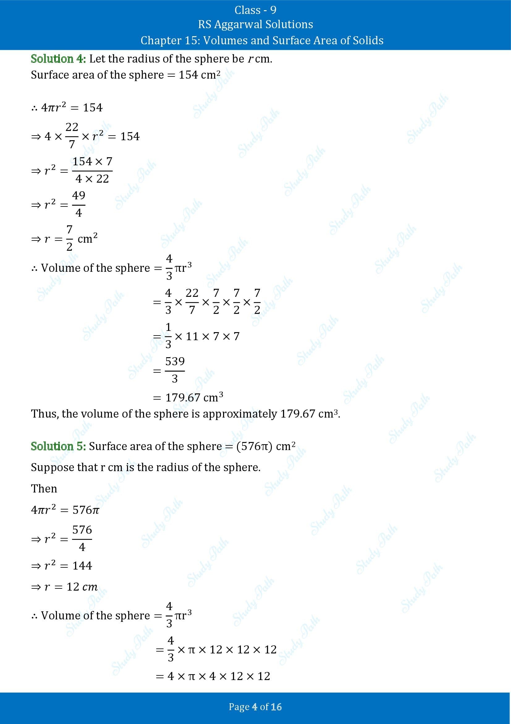 RS Aggarwal Solutions Class 9 Chapter 15 Volumes and Surface Area of Solids Exercise 15D 00004
