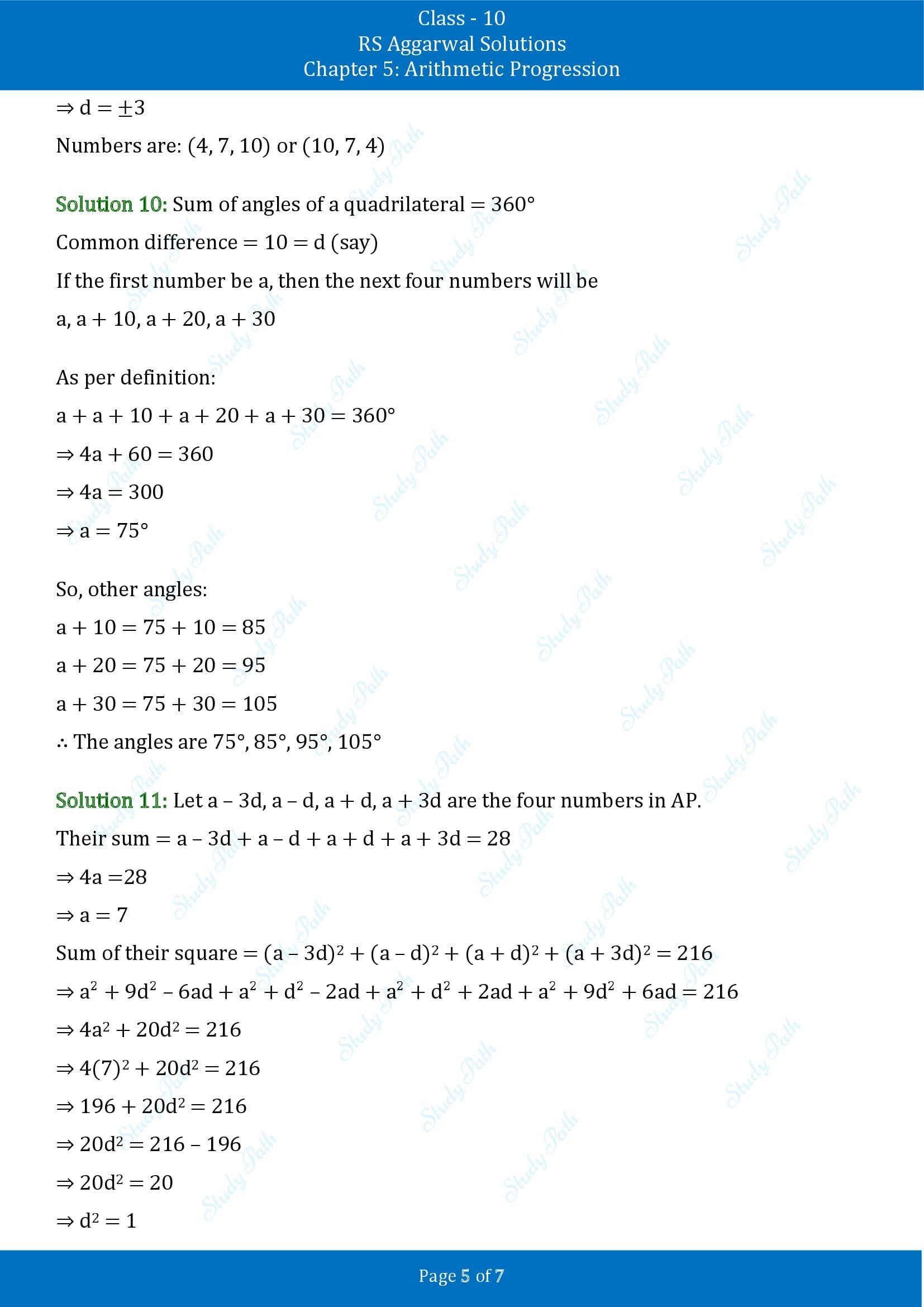 RS Aggarwal Solutions for Class 10 Chapter 5 Arithmetic Progression Exercise 5B 00005