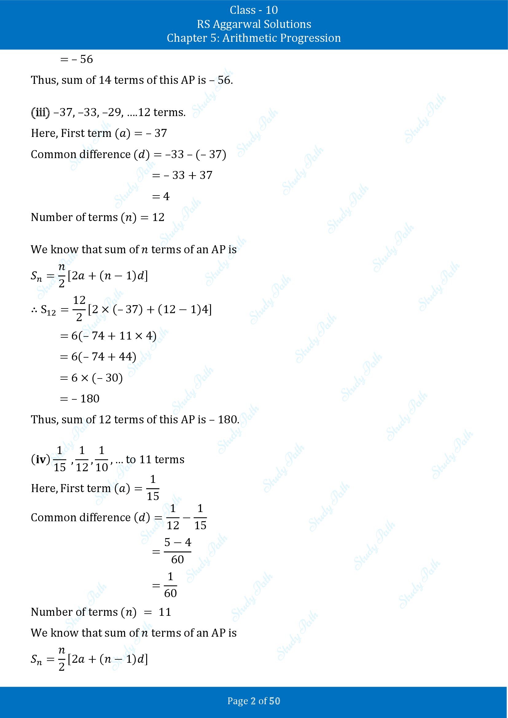 RS Aggarwal Solutions for Class 10 Chapter 5 Arithmetic Progression Exercise 5C 00002