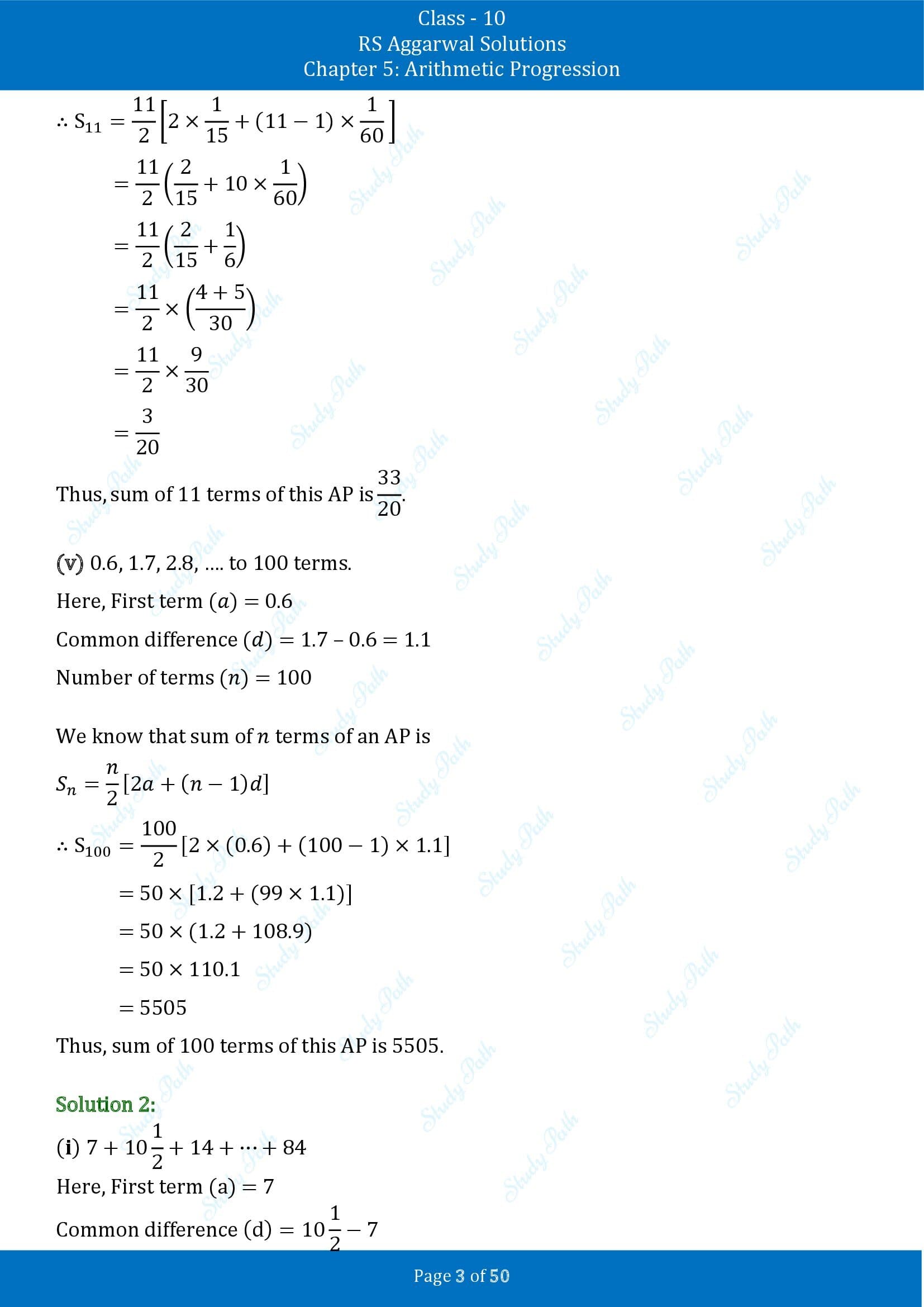 RS Aggarwal Solutions for Class 10 Chapter 5 Arithmetic Progression Exercise 5C 00003