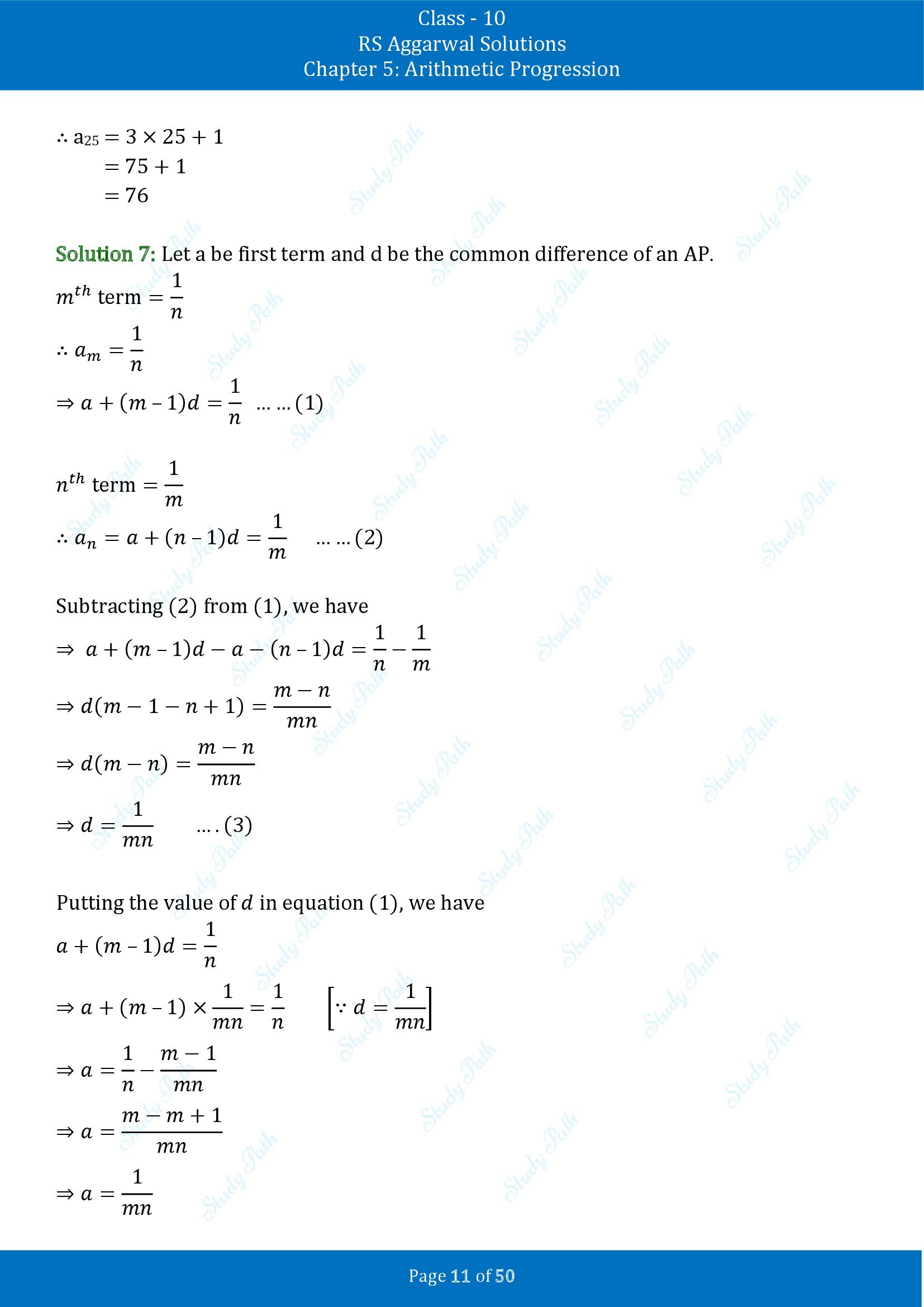 RS Aggarwal Solutions for Class 10 Chapter 5 Arithmetic Progression Exercise 5C 00011