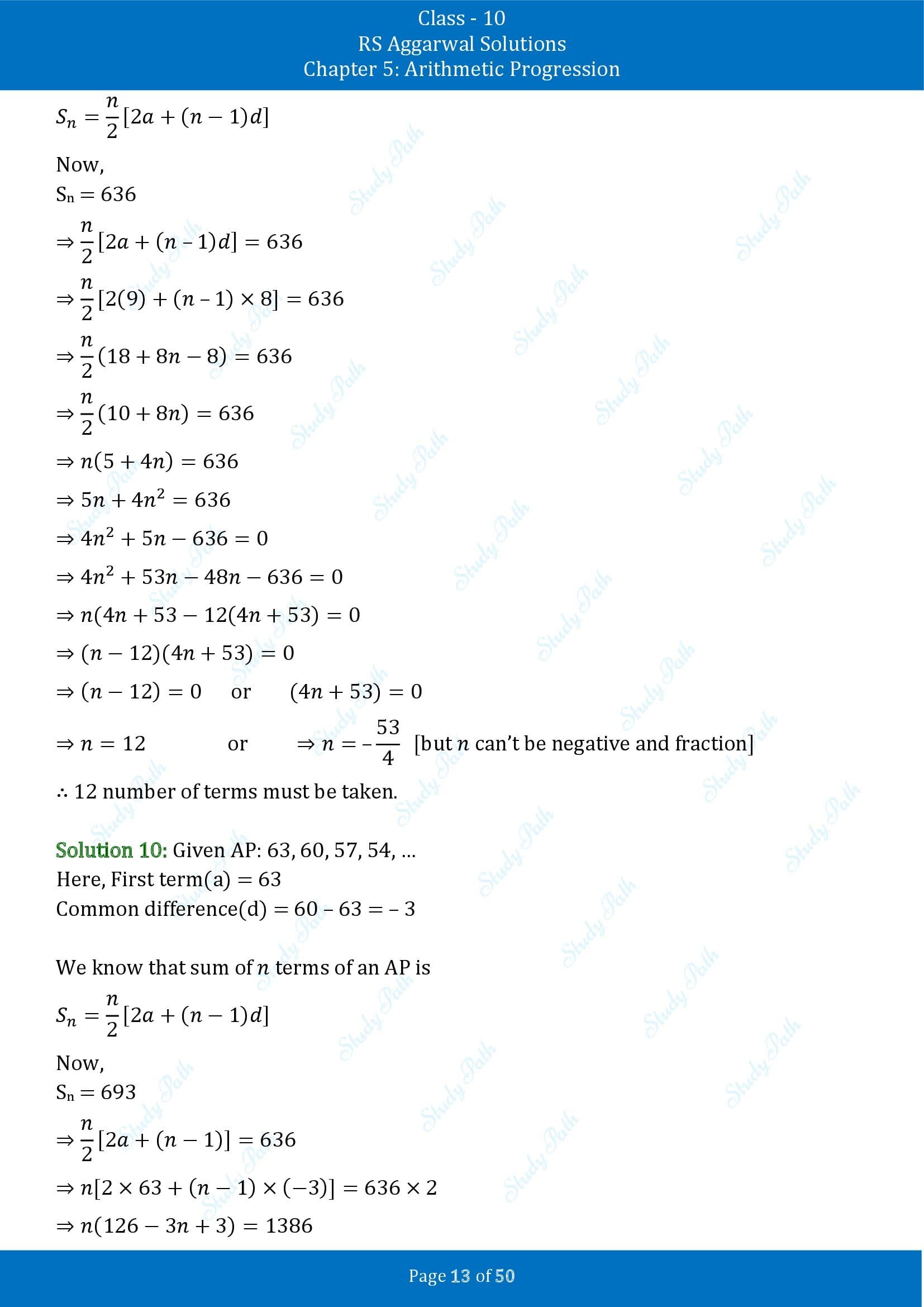 RS Aggarwal Solutions for Class 10 Chapter 5 Arithmetic Progression Exercise 5C 00013