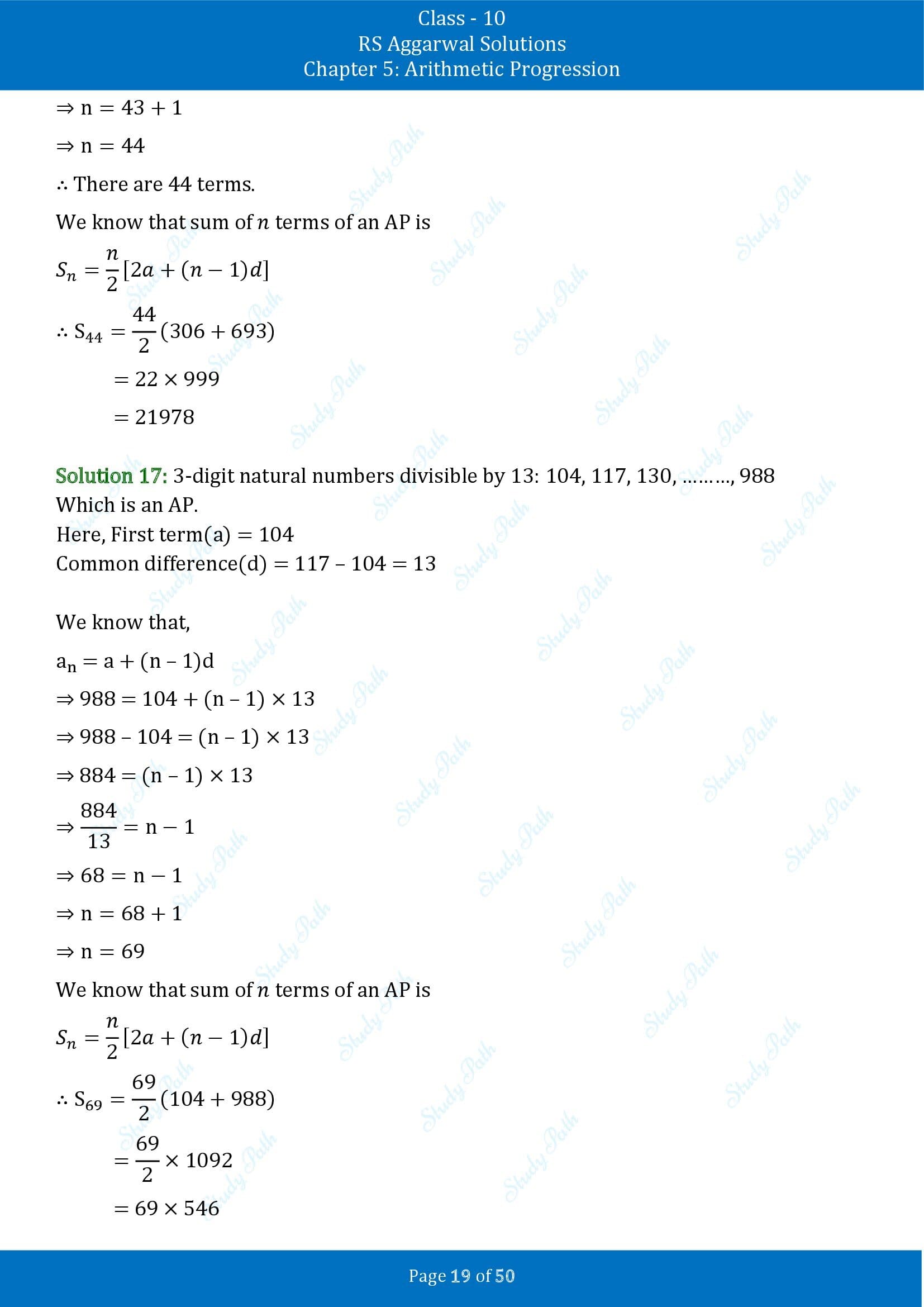 RS Aggarwal Solutions for Class 10 Chapter 5 Arithmetic Progression Exercise 5C 00019