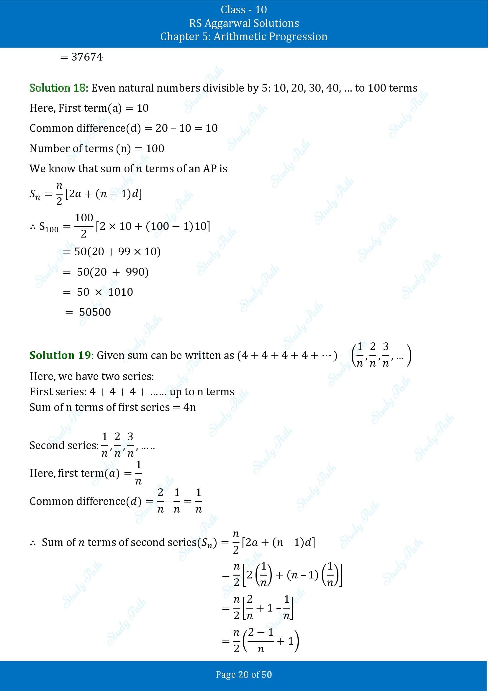 RS Aggarwal Solutions for Class 10 Chapter 5 Arithmetic Progression Exercise 5C 00020