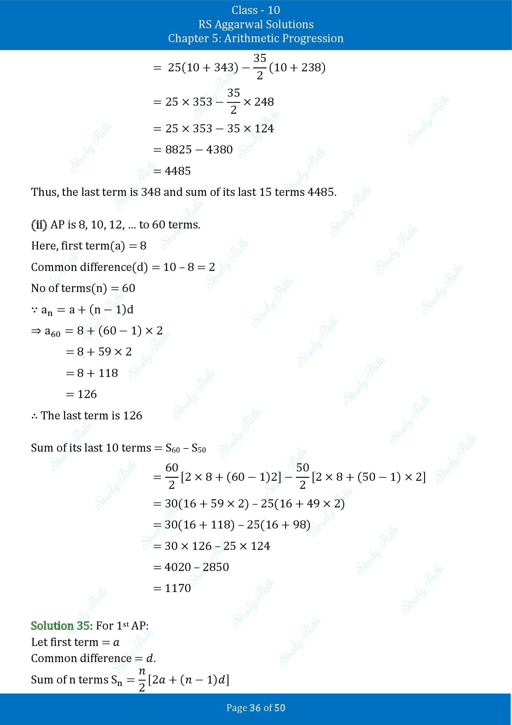 RS Aggarwal Solutions for Class 10 Chapter 5 Arithmetic Progression Exercise 5C 00036